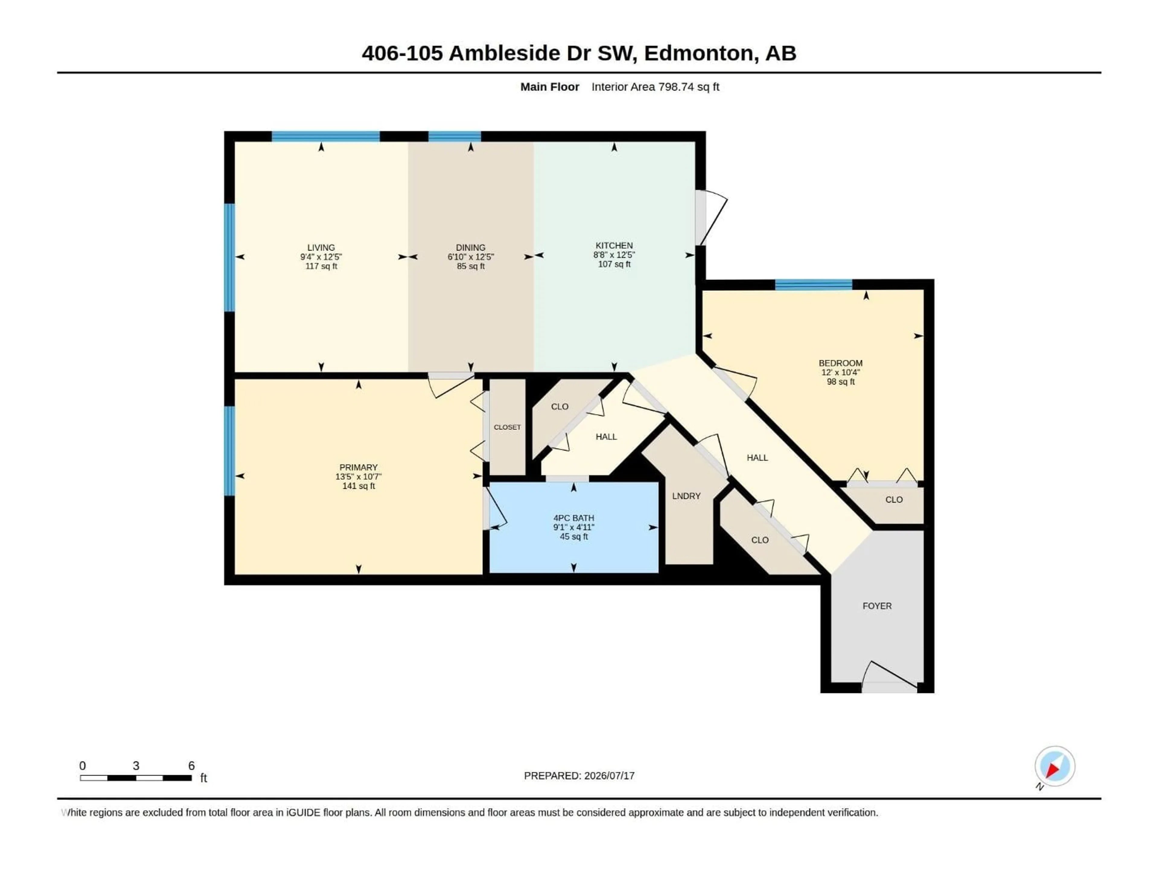 Floor plan for #406 - 105 AMBLESIDE DR, Edmonton Alberta T6W0J4