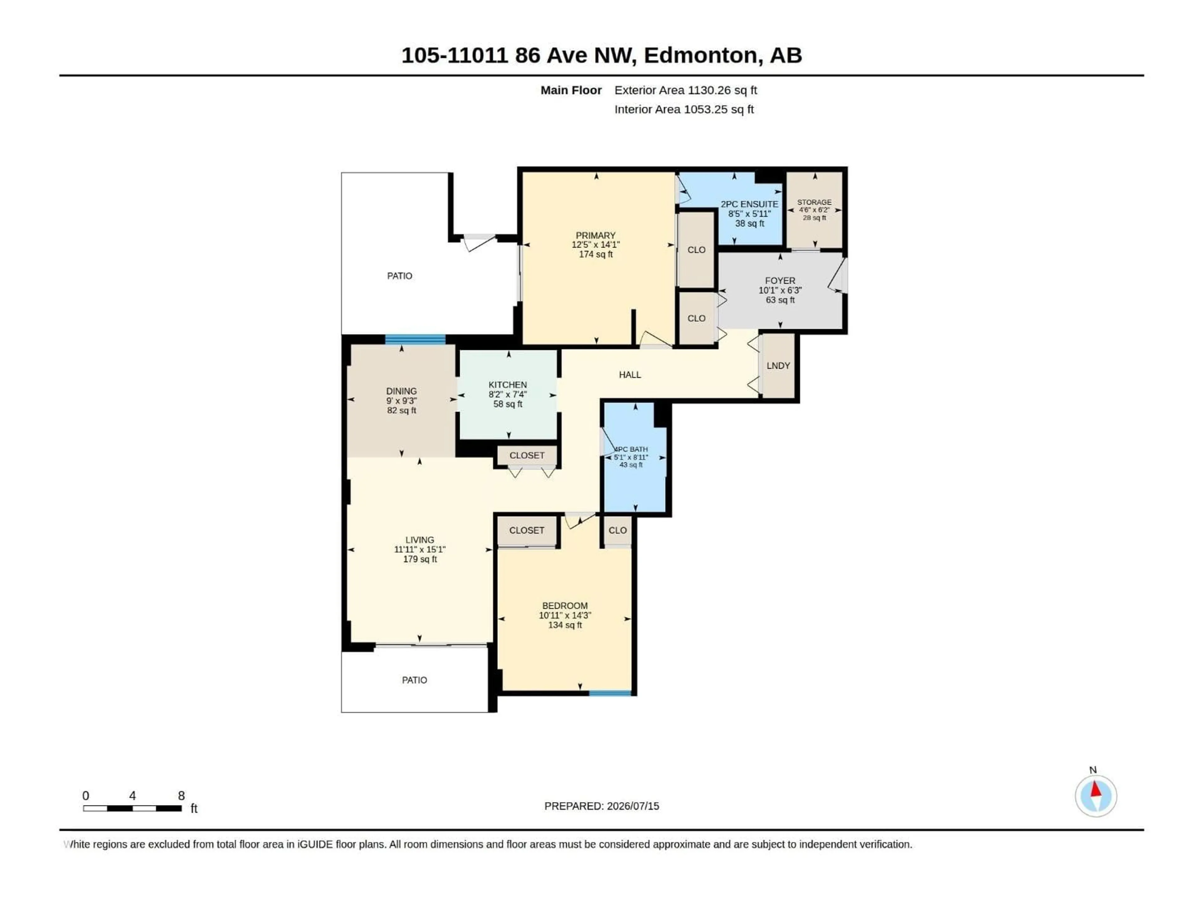 Floor plan for 105 - 11011 86 AV, Edmonton Alberta T6G0X1
