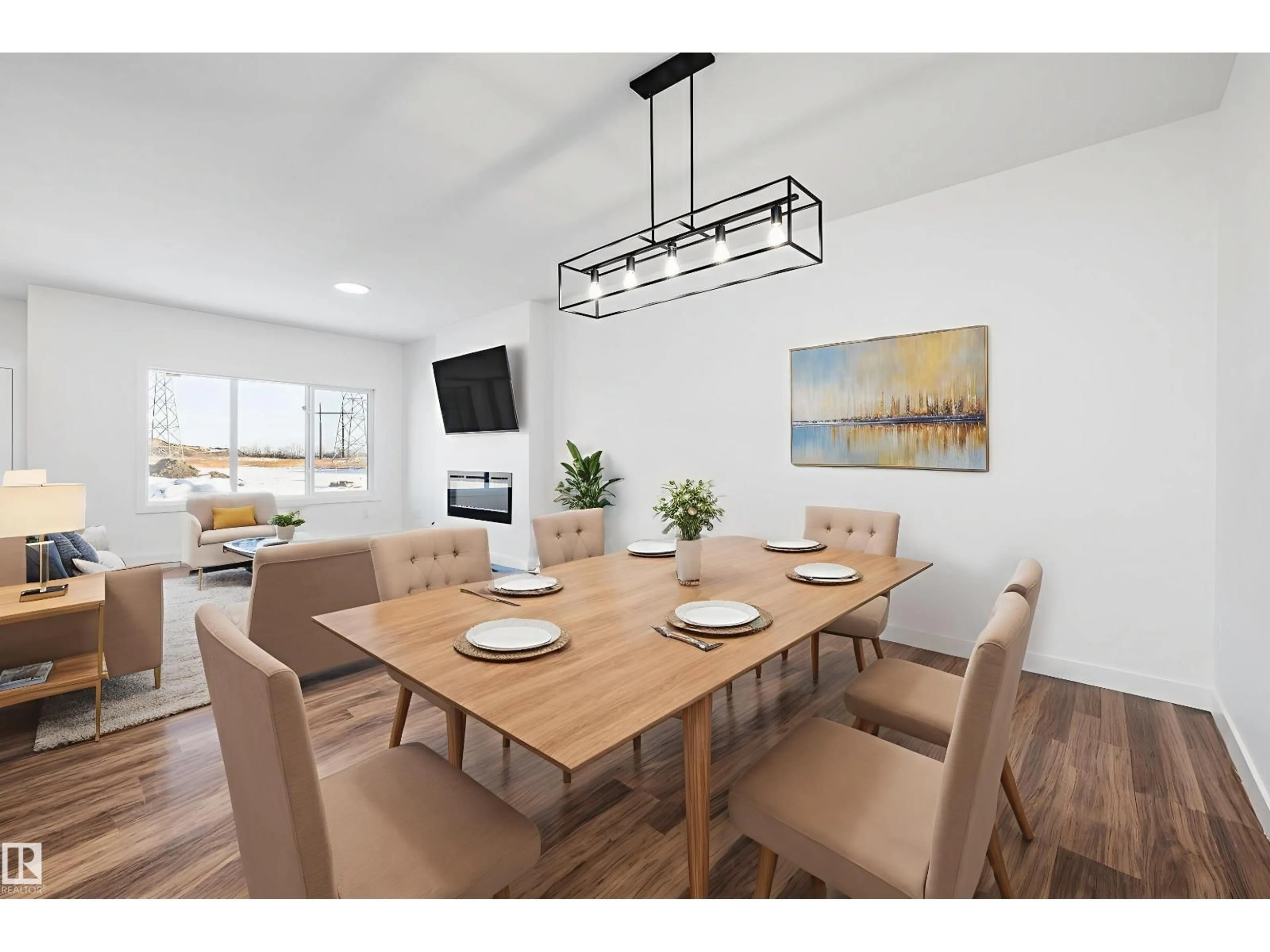 Dining room, wood/laminate floor for NW - 19304 29 AV, Edmonton Alberta T6M3B2