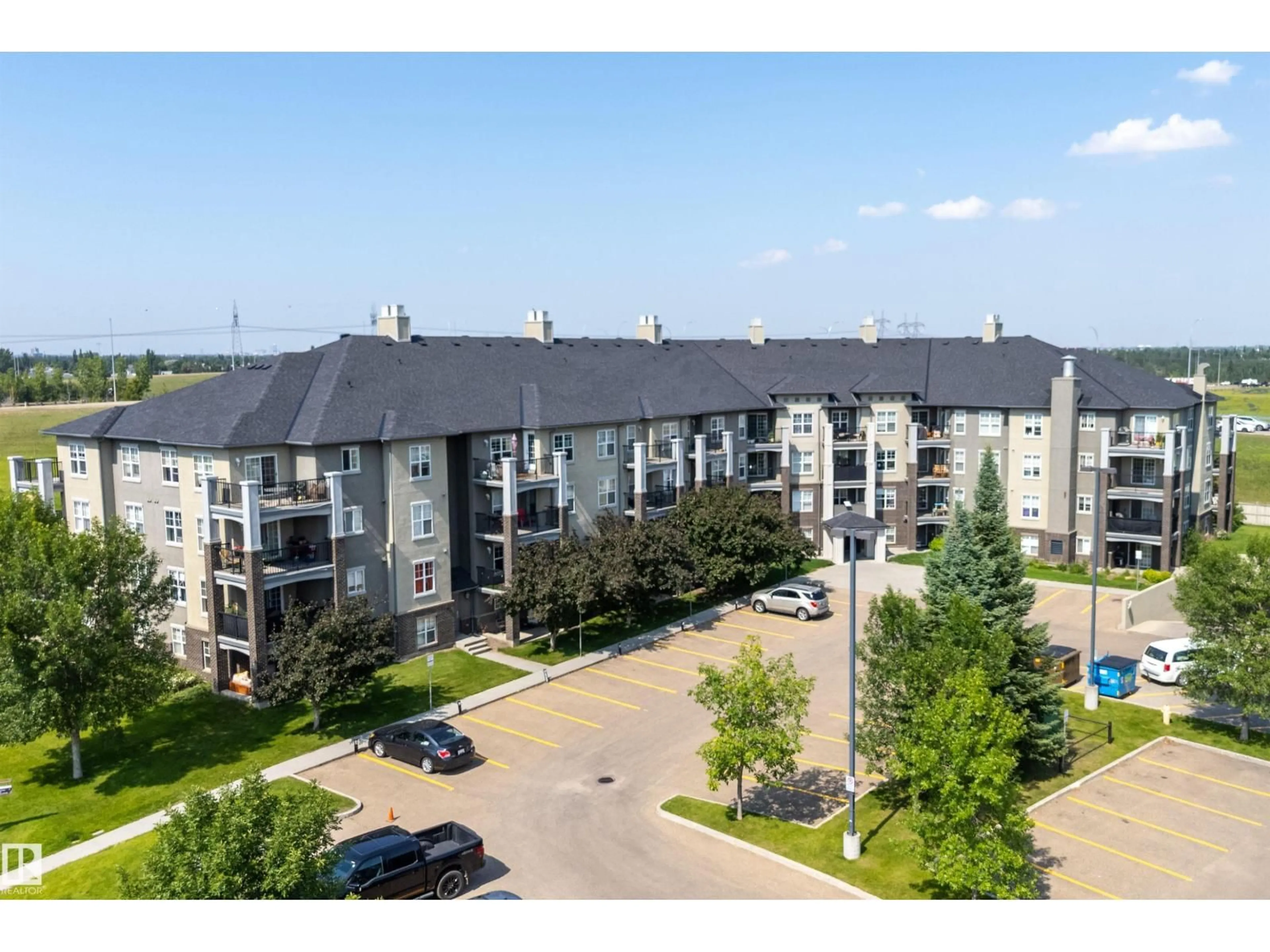 A pic from outside/outdoor area/front of a property/back of a property/a pic from drone, city buildings view from balcony for 316 - 636 MCALLISTER LO, Edmonton Alberta T6W1N4