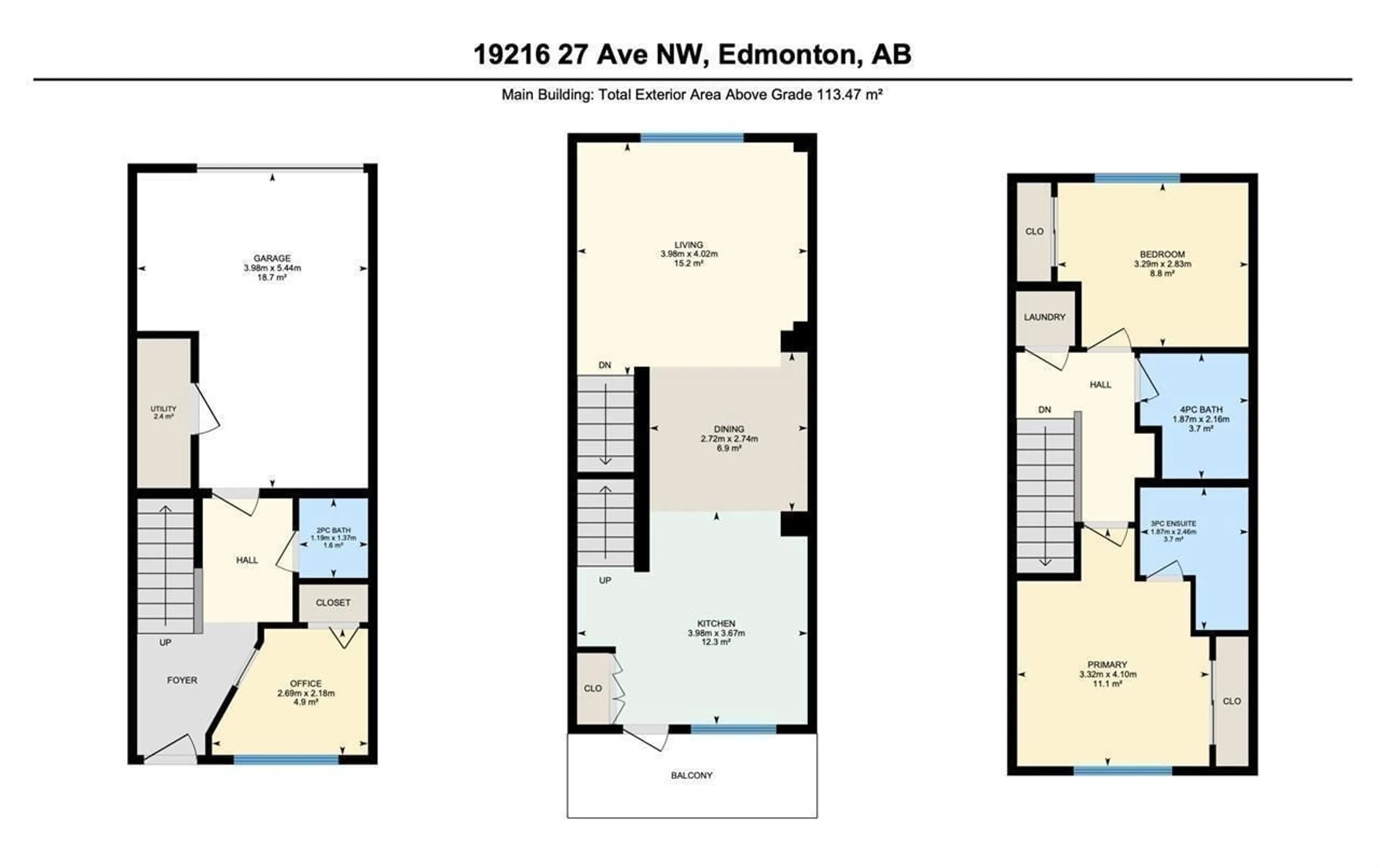 Floor plan for 19216 27 AV, Edmonton Alberta T6M1L1