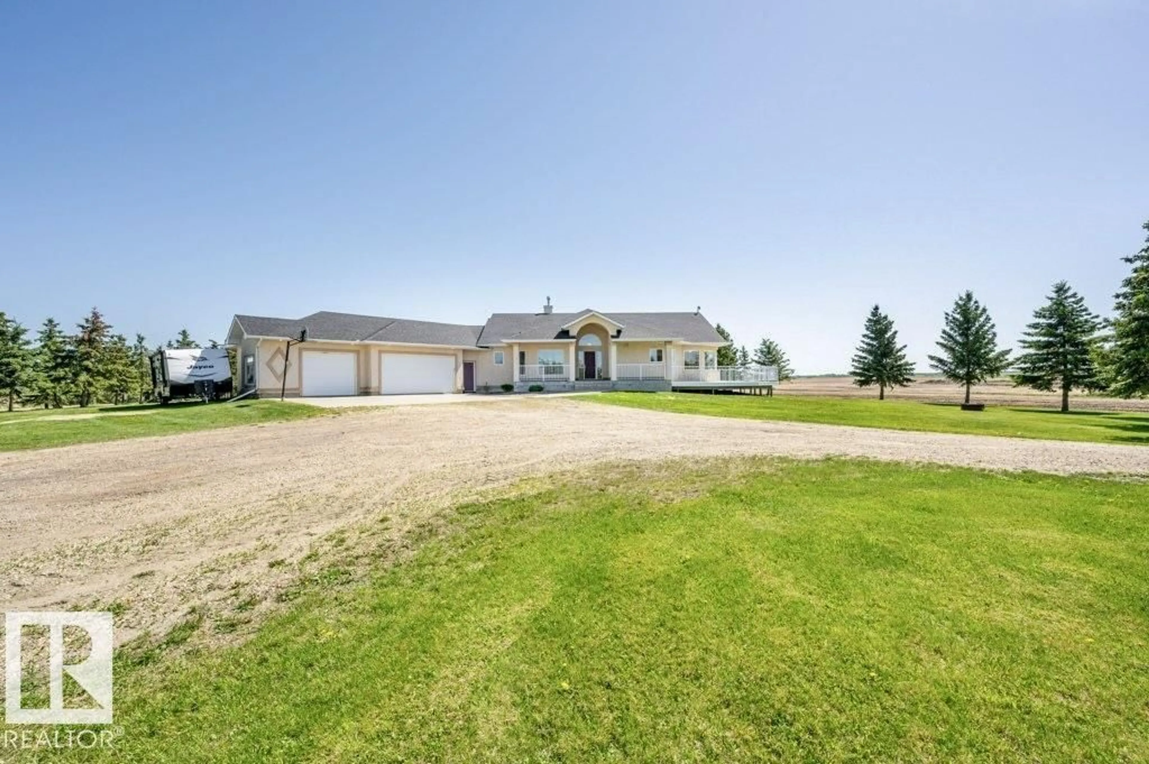 A pic from outside/outdoor area/front of a property/back of a property/a pic from drone, water/lake/river/ocean view for 51111 RR 233, Rural Strathcona County Alberta T8B1K6