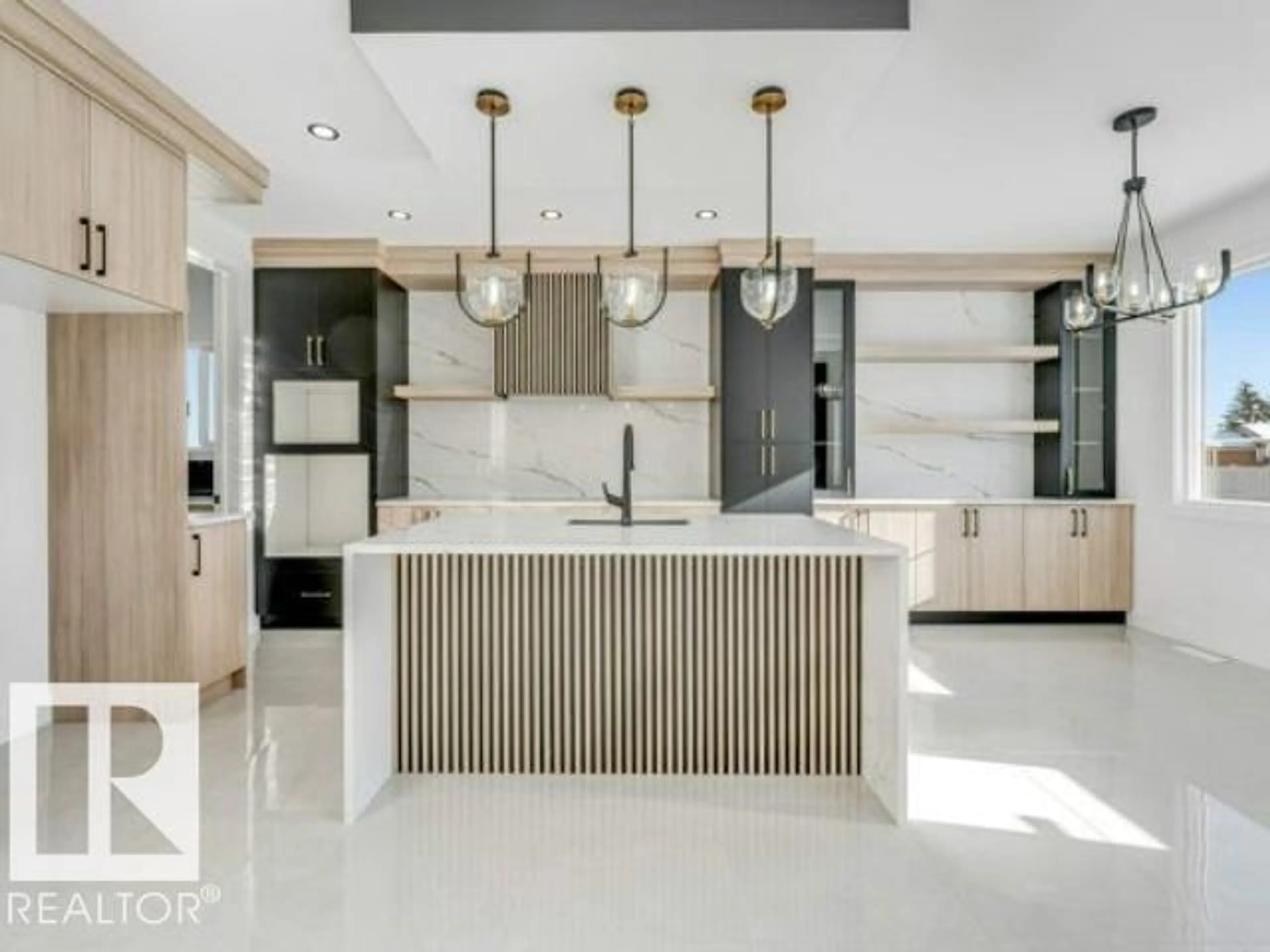 Contemporary kitchen, ceramic/tile floor for 6710 176A AV, Edmonton Alberta T5Z0Y2