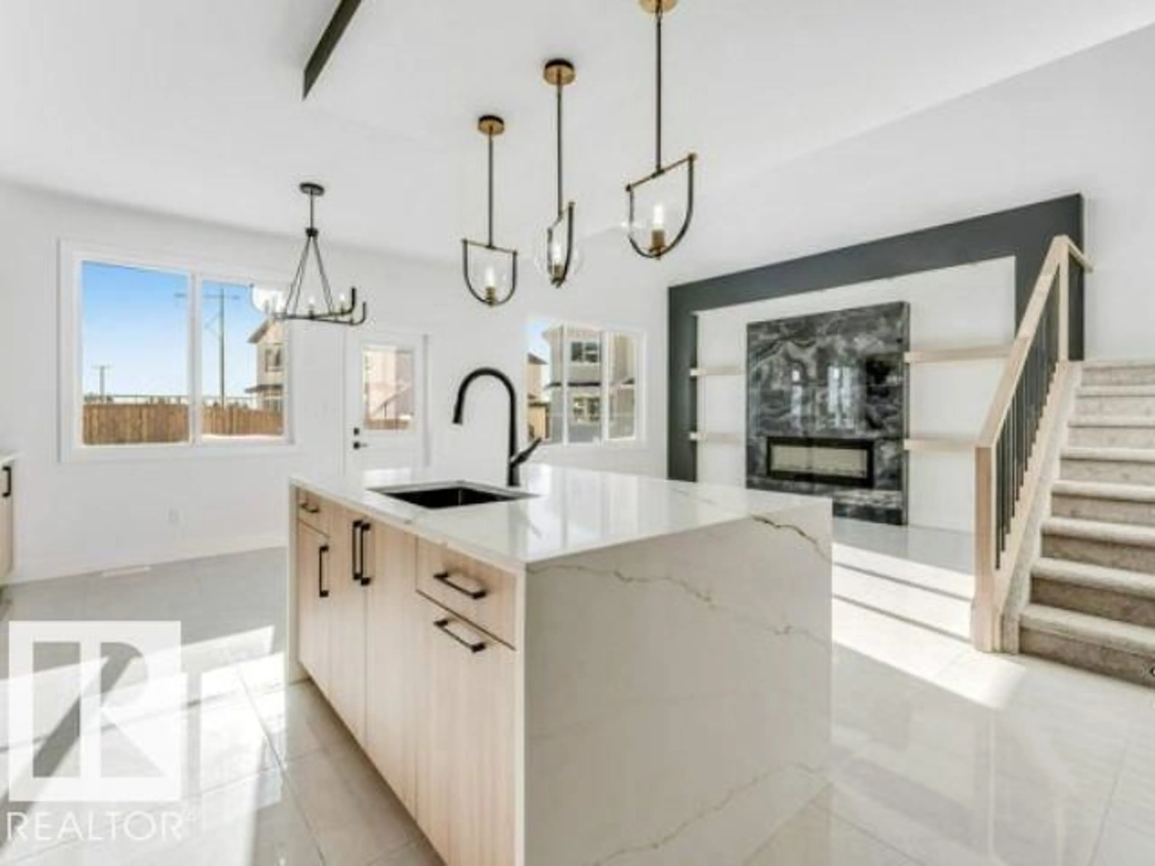 Contemporary kitchen, ceramic/tile floor for 6710 176A AV, Edmonton Alberta T5Z0Y2