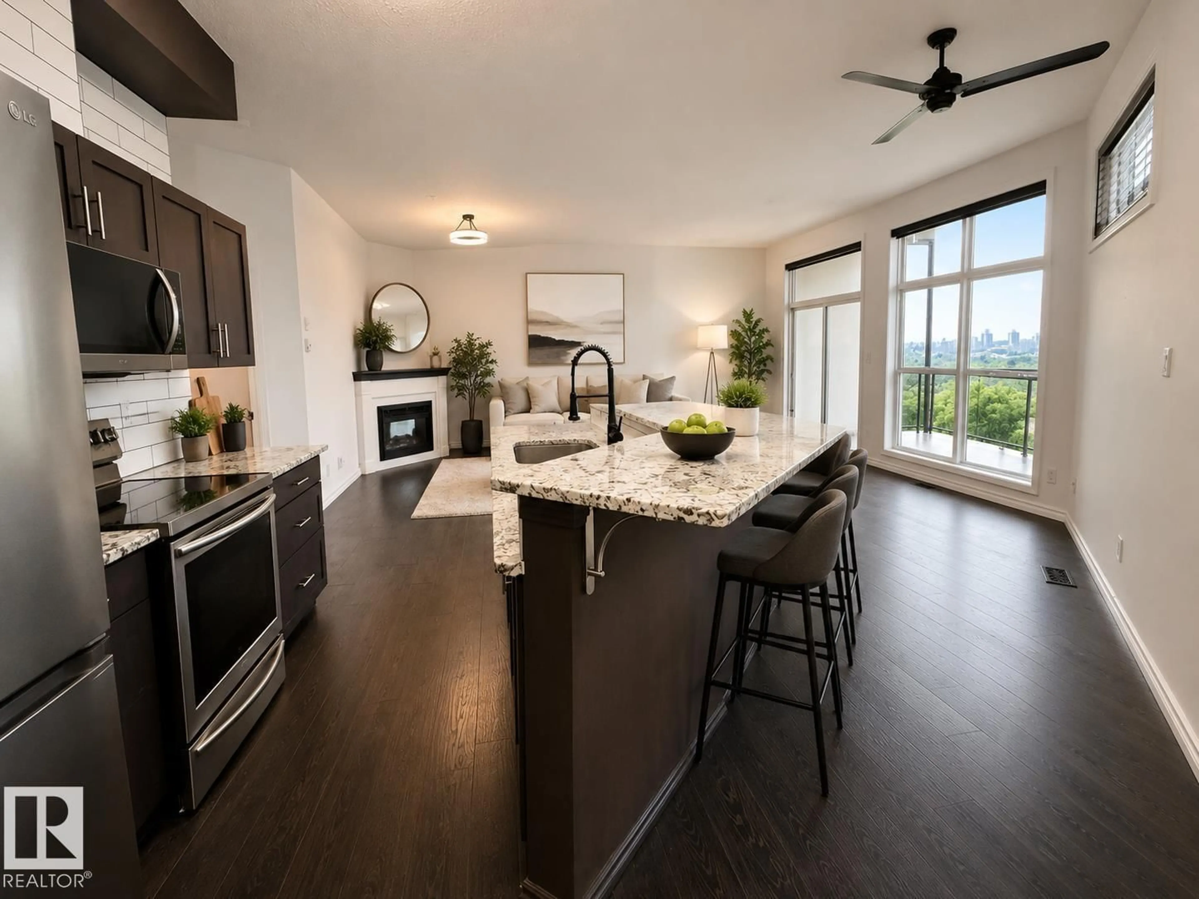 Open concept kitchen, unknown for #412 - 9503 101 AV NW, Edmonton Alberta T5H4R1