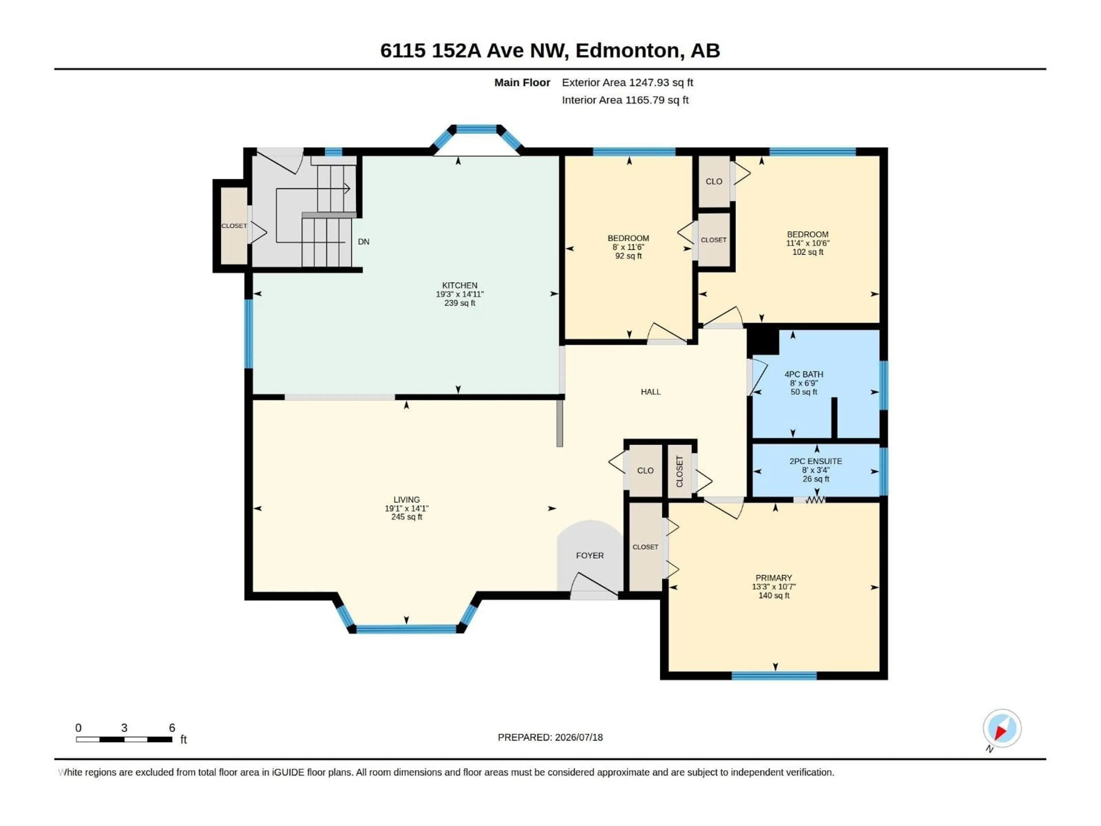 Floor plan for 6115 152A AV, Edmonton Alberta T5A1X9