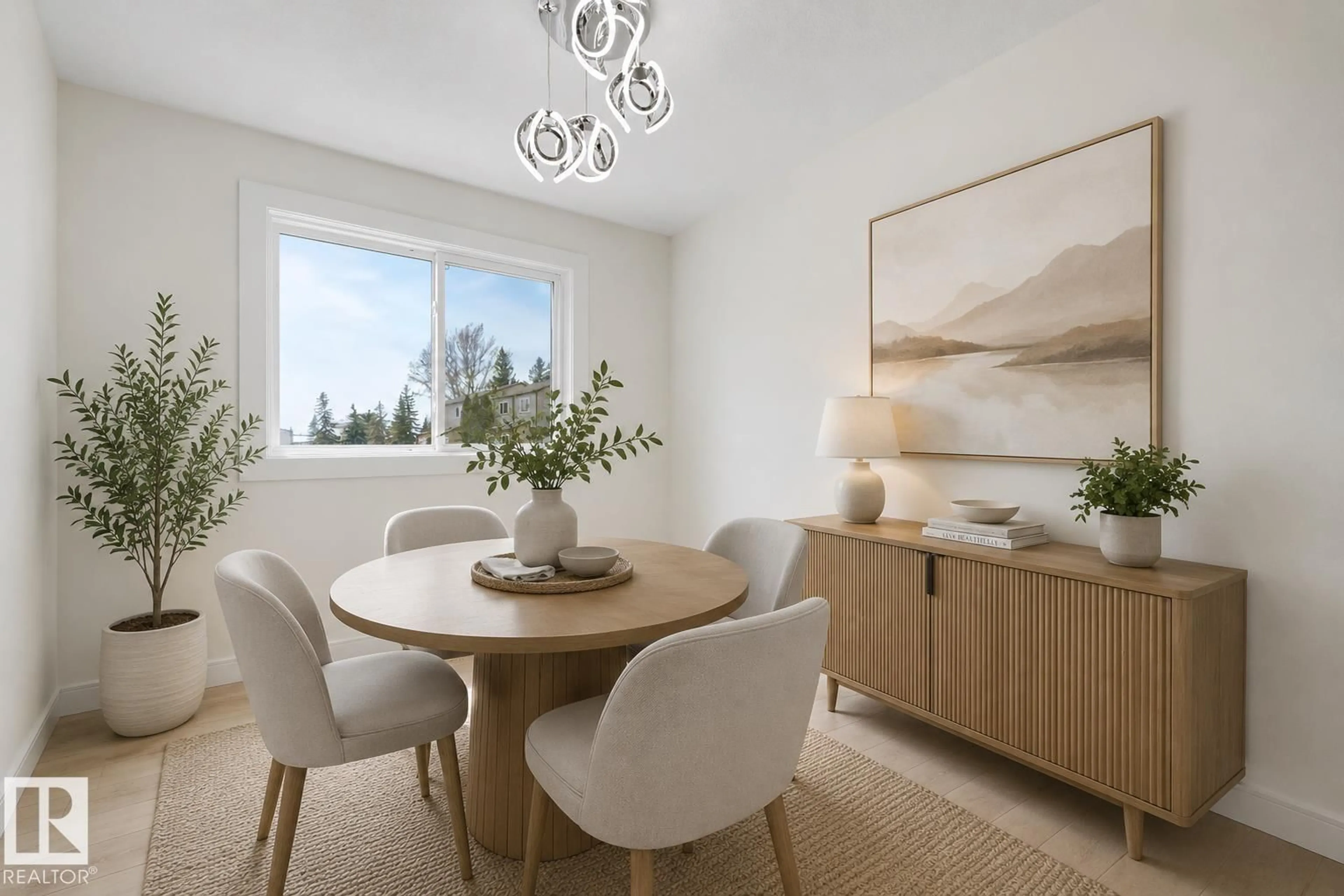 Dining room, wood/laminate floor for 14329 23 ST, Edmonton Alberta T5Y1N1