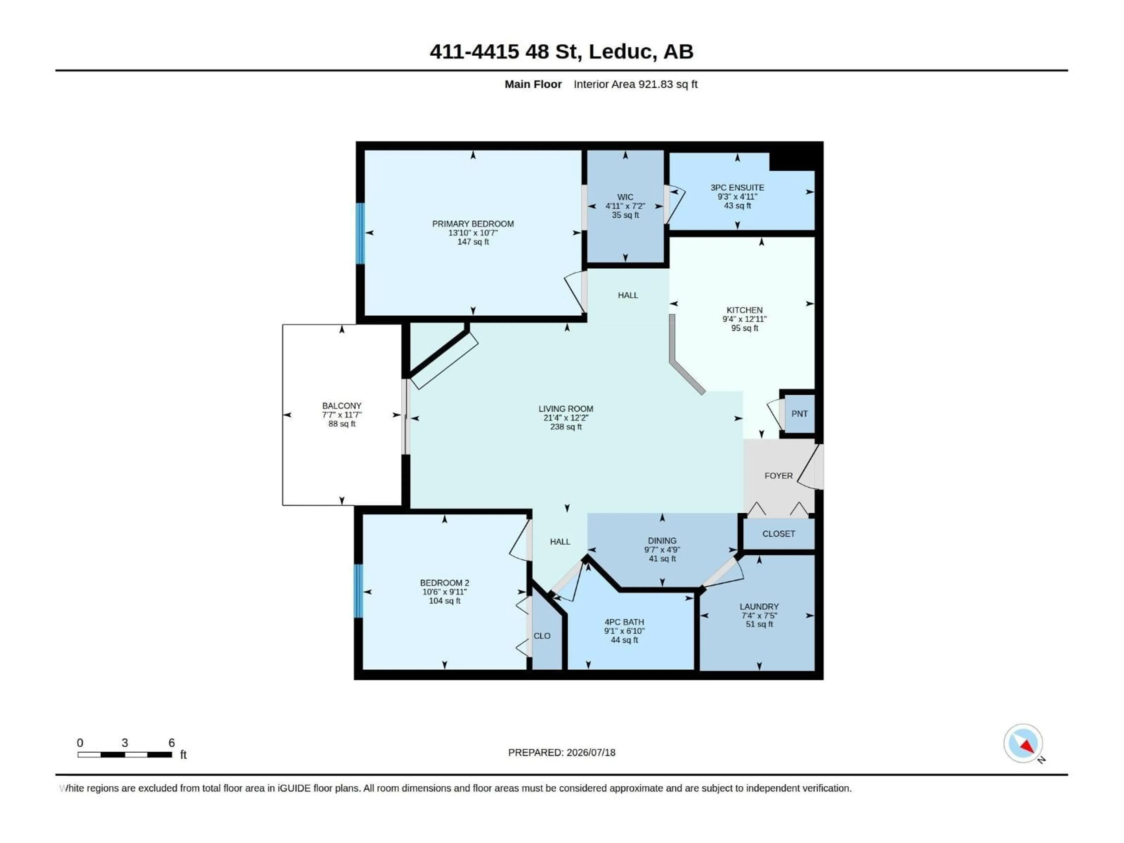 Floor plan for 411 - 4415 48 ST, Leduc Alberta T9E5Y3