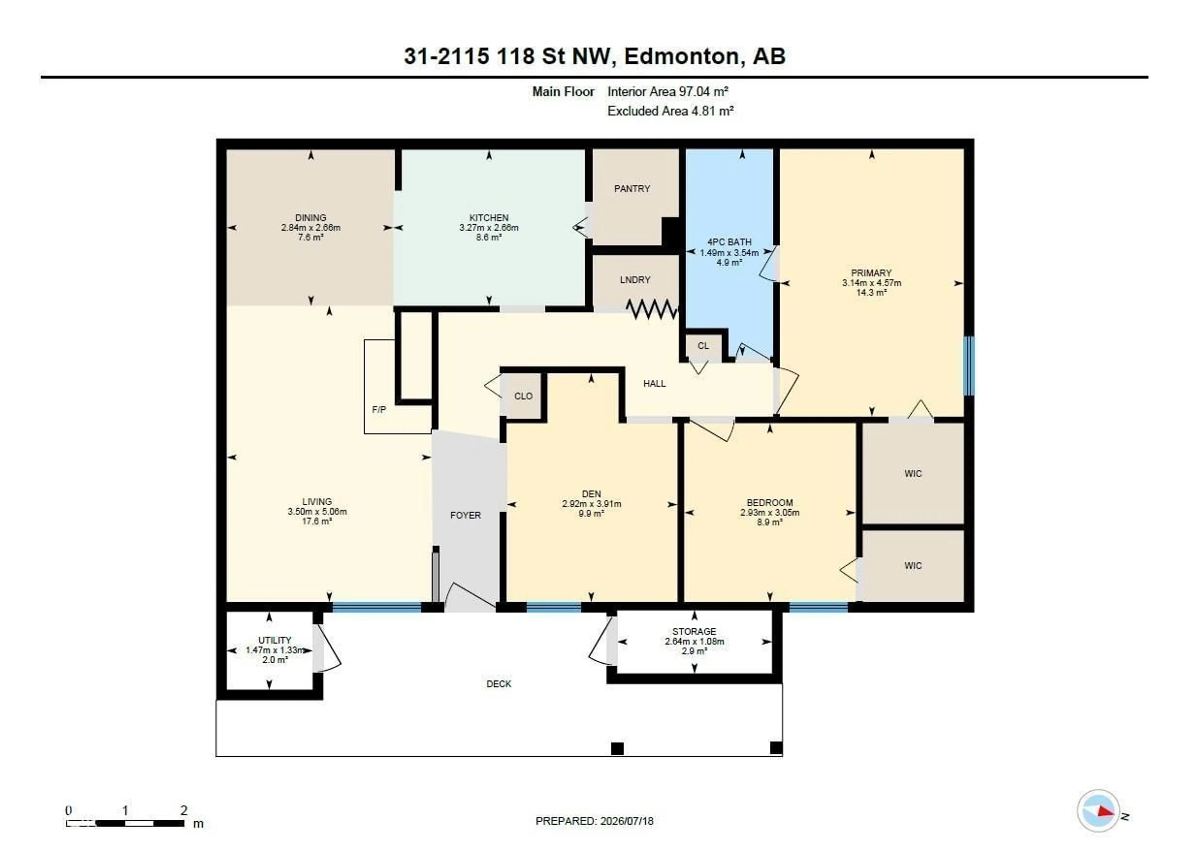 Floor plan for #31 - 2115 118 ST NW, Edmonton Alberta T6J5N1