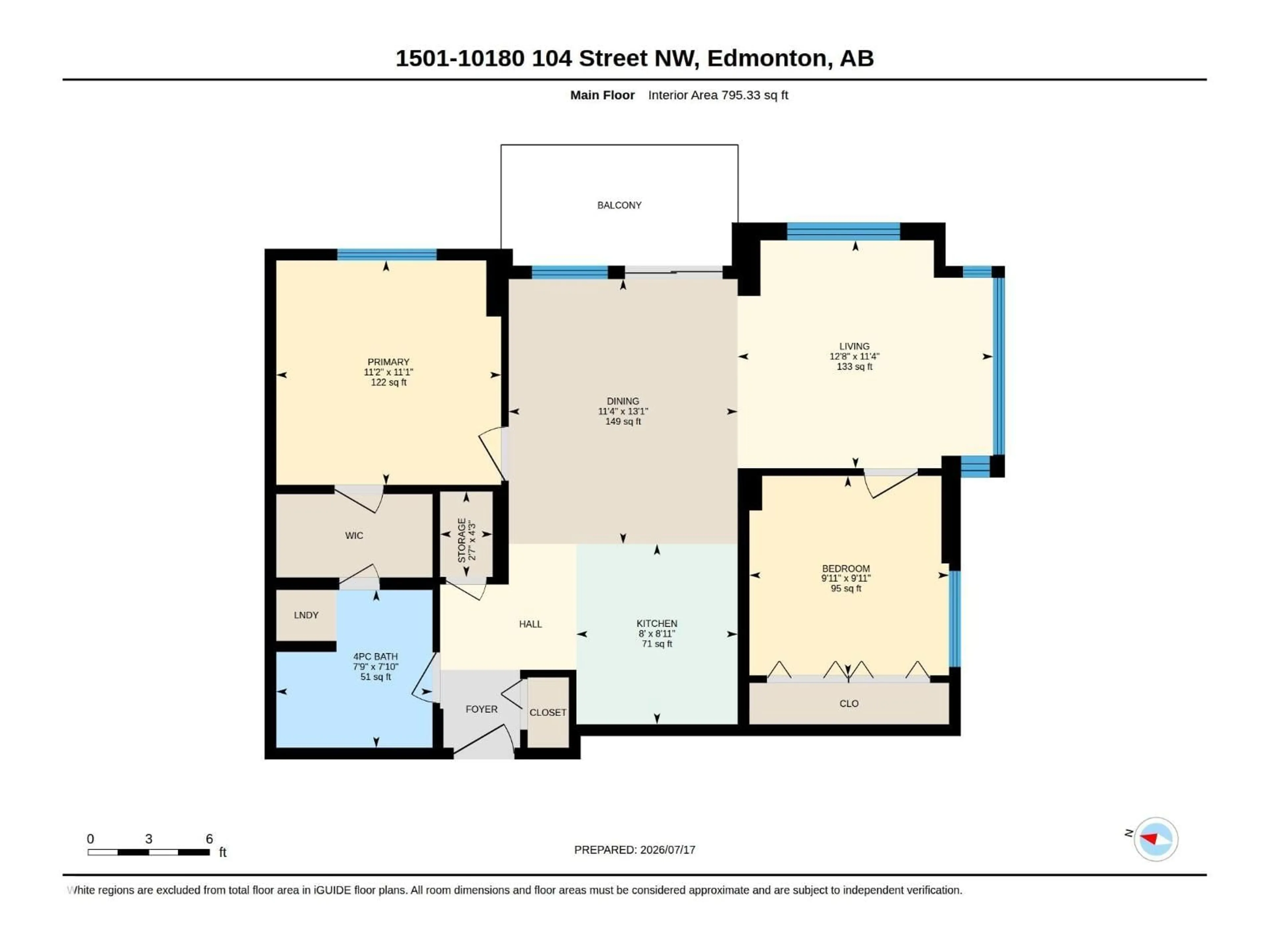 Floor plan for 1501 - 10180 104 ST NW, Edmonton Alberta T5J1A7
