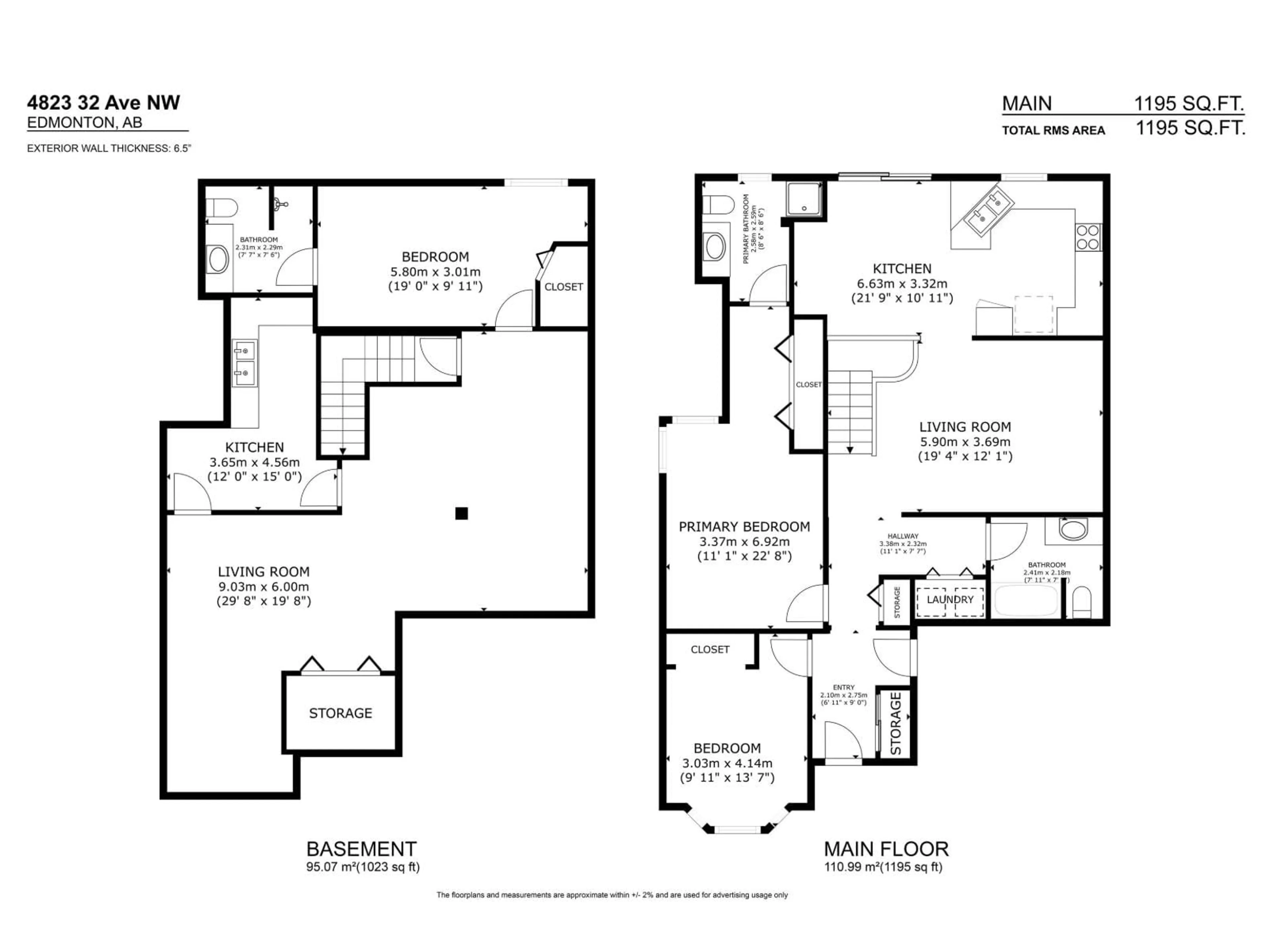 Floor plan for 4823 32 AV, Edmonton Alberta T6L4Y7