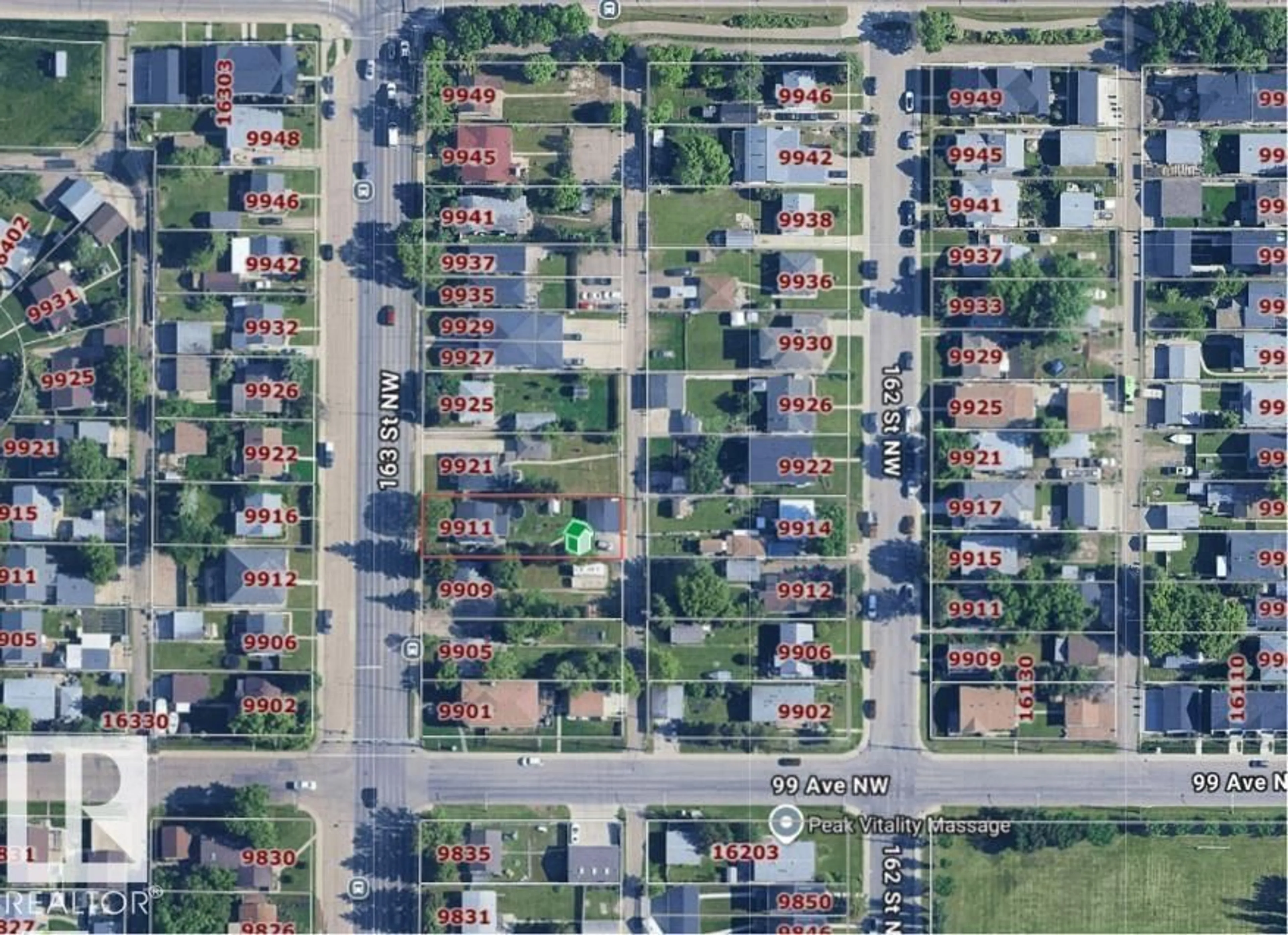 A pic from outside/outdoor area/front of a property/back of a property/a pic from drone, street for NW - 9911 163 ST, Edmonton Alberta T5P3N3