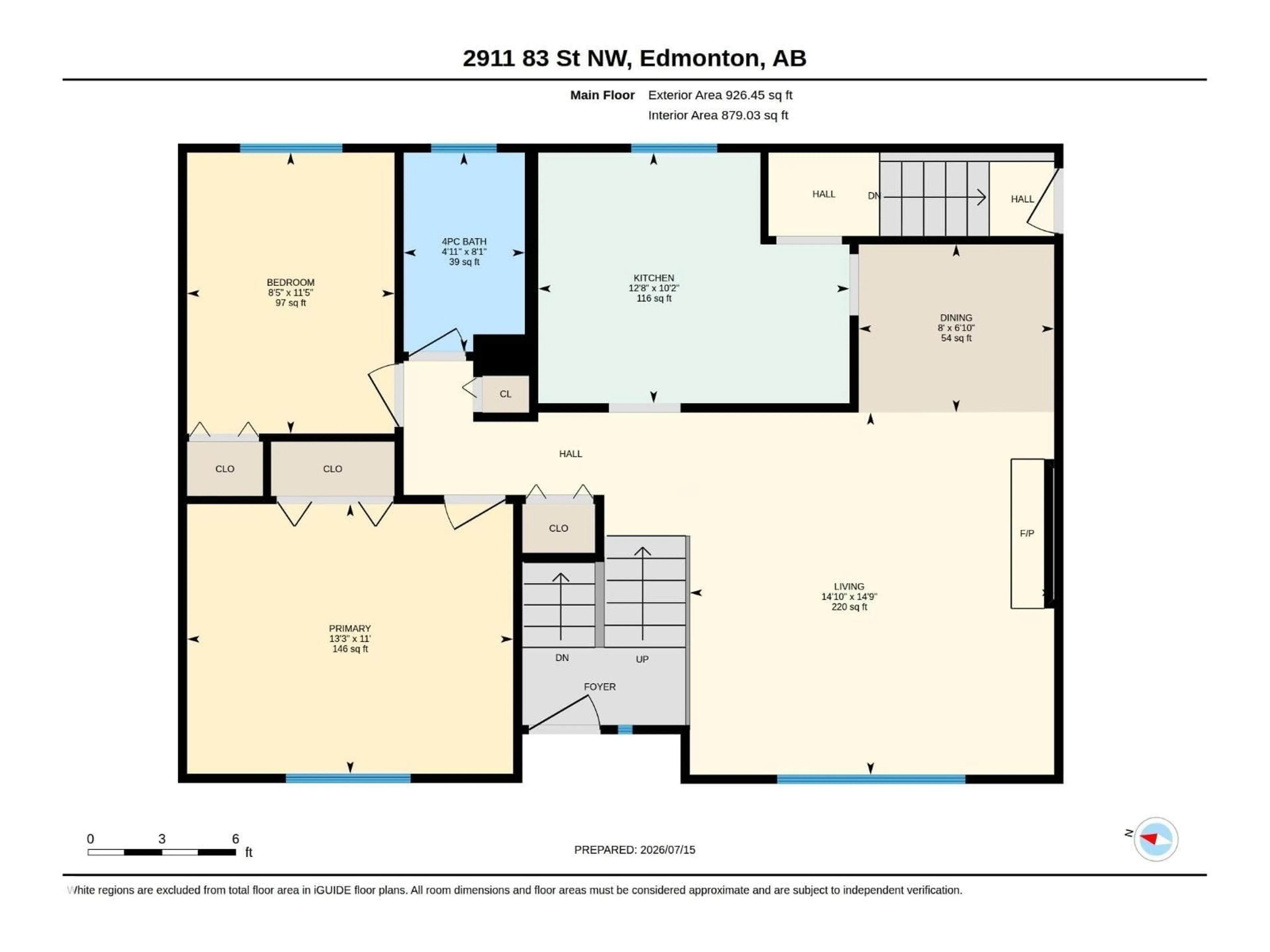 Floor plan for 2911 83 ST, Edmonton Alberta T6K3A4
