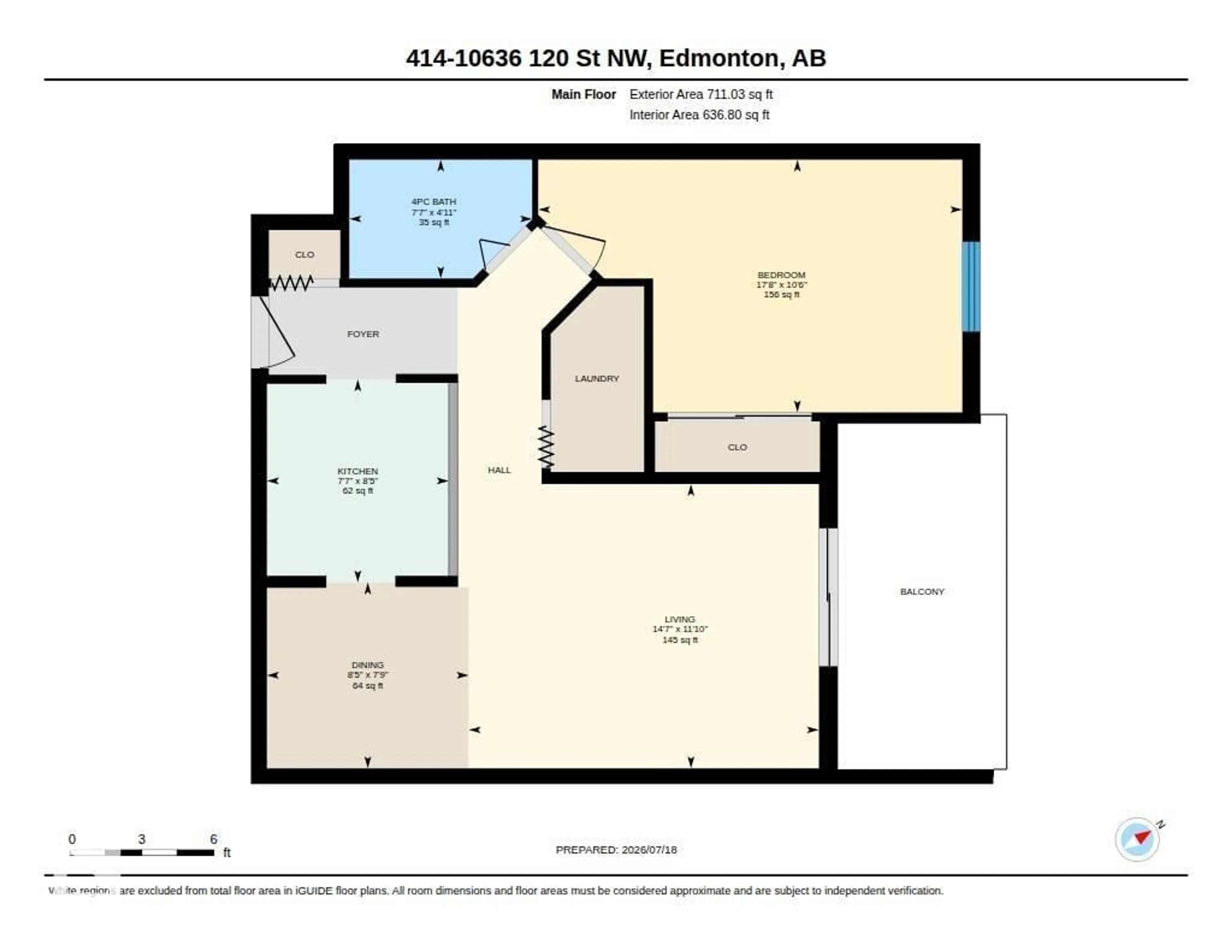 Floor plan for #414 - 10636 120 ST, Edmonton Alberta T5H4L5