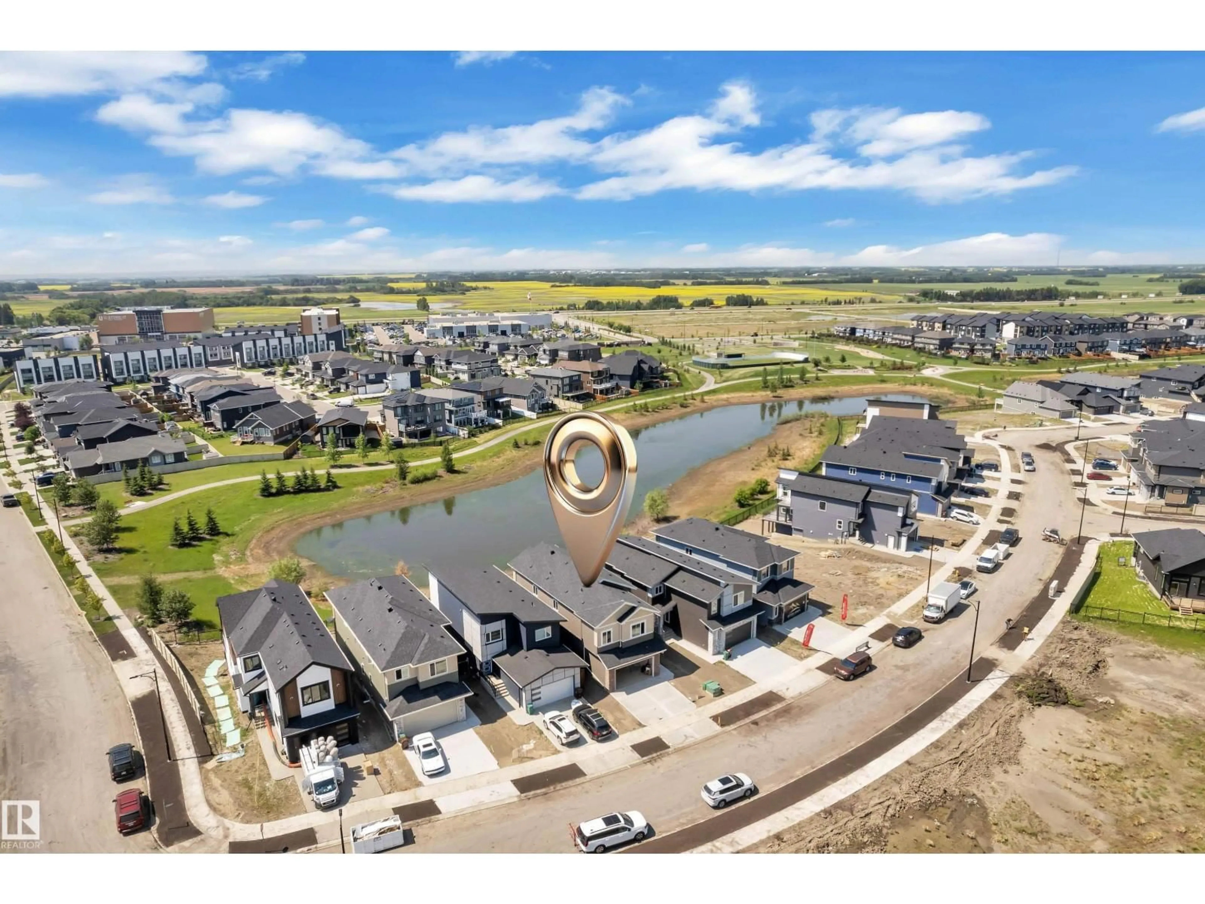 A pic from outside/outdoor area/front of a property/back of a property/a pic from drone, water/lake/river/ocean view for 8 ELDRIDGE PT, St. Albert Alberta T8N8C3