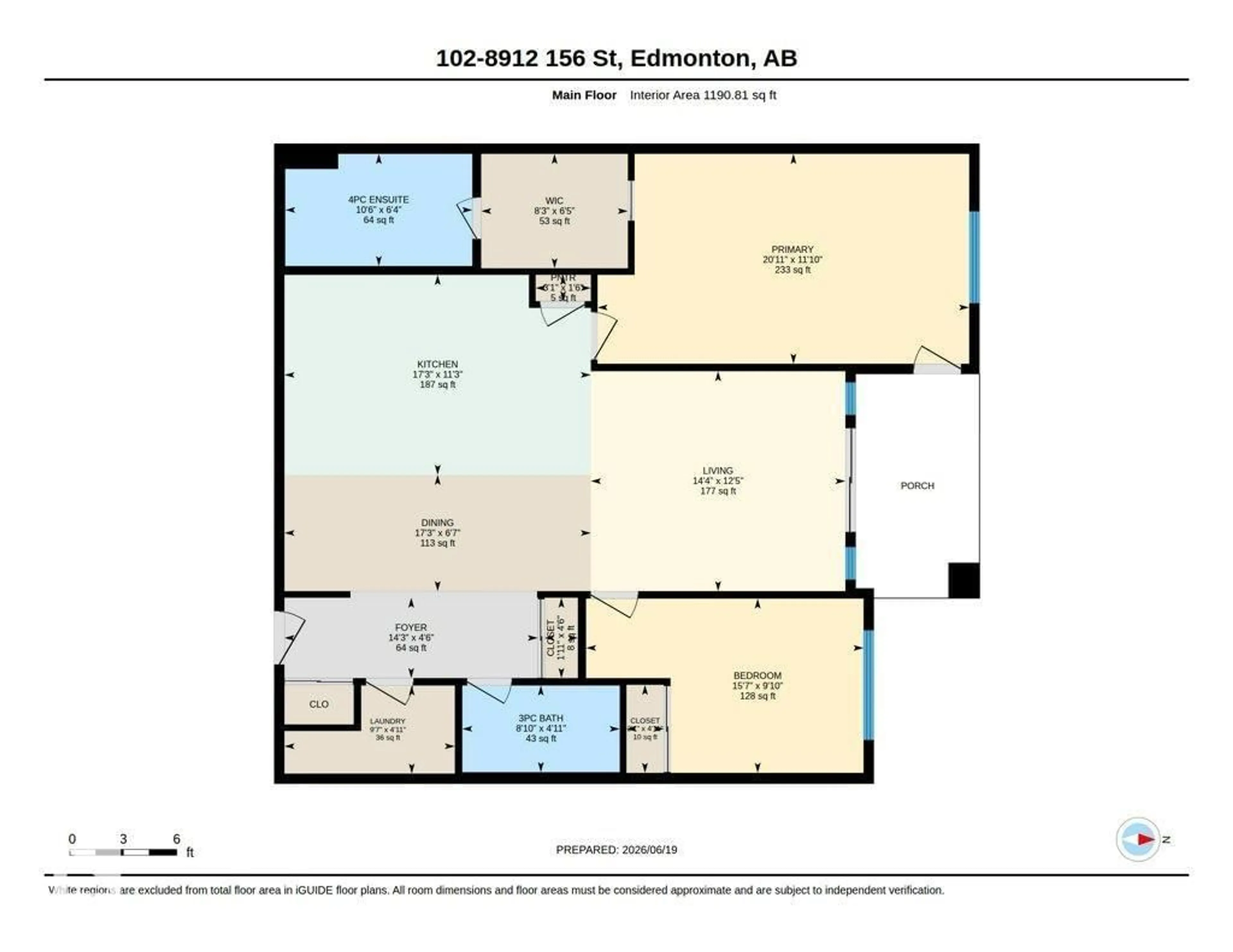 Floor plan for #102 - 8912 156 ST, Edmonton Alberta T5R5Z5