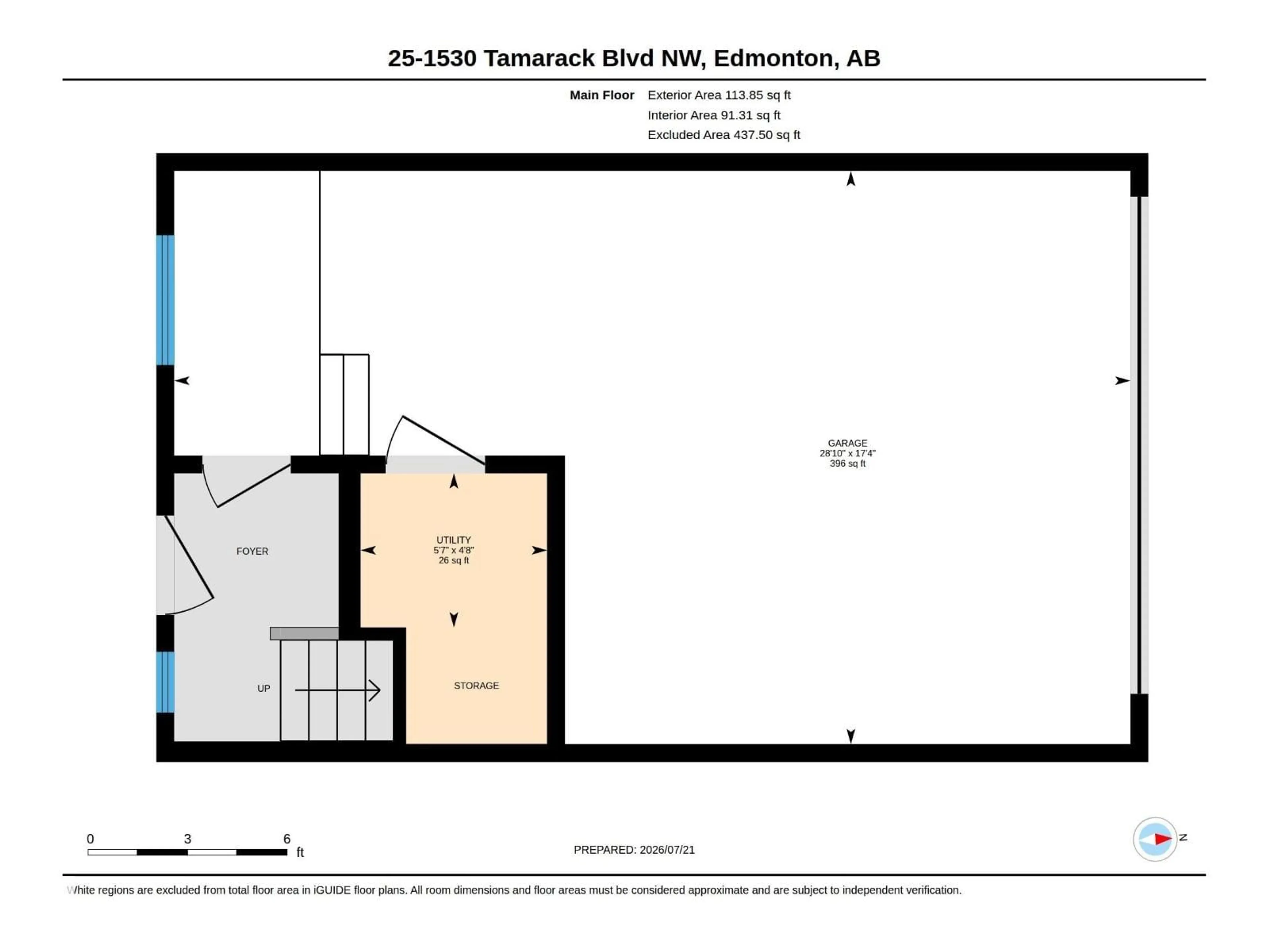 Floor plan for #25 - 1530 TAMARACK BV, Edmonton Alberta T6T2E6