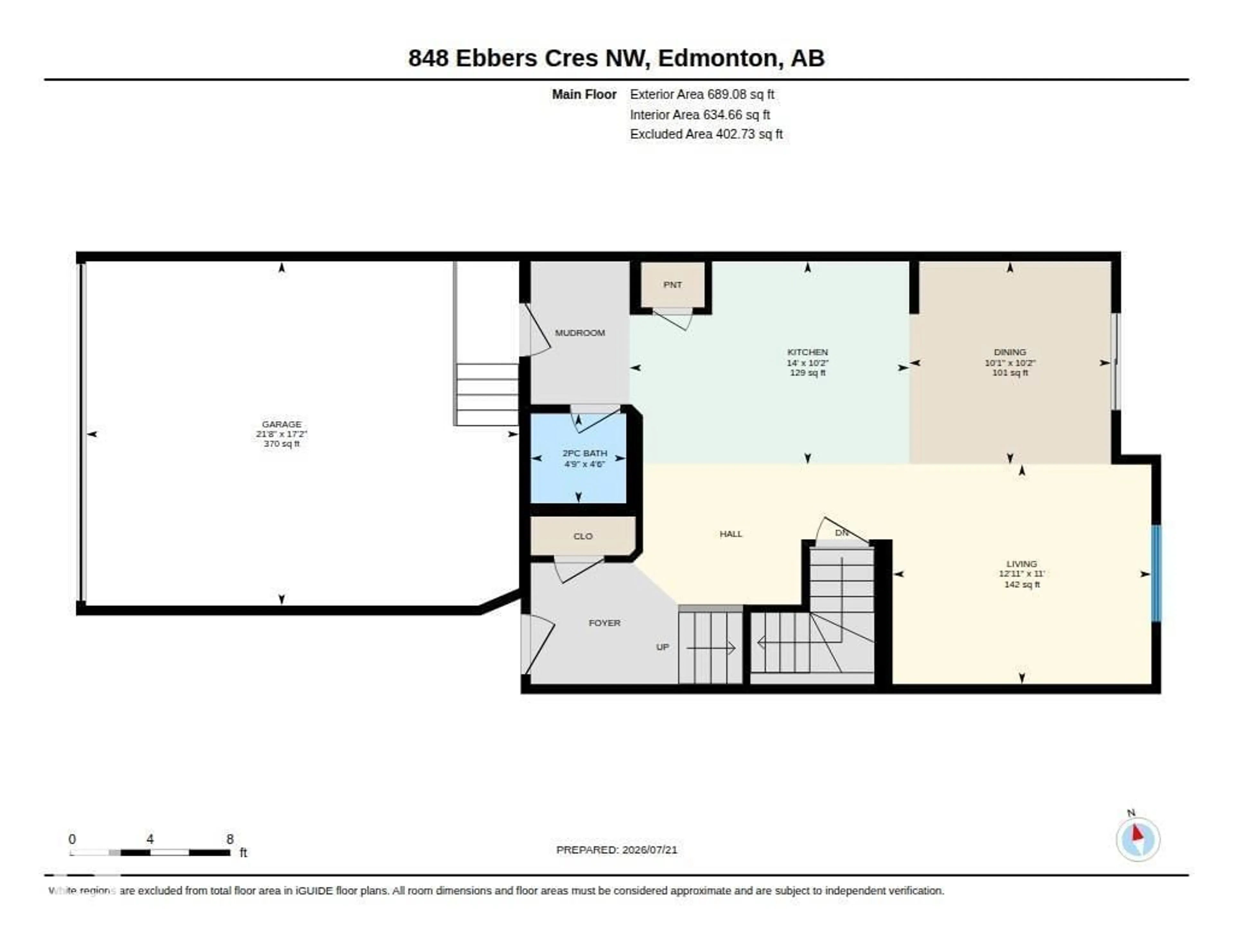 Floor plan for 848 EBBERS CR, Edmonton Alberta T5Y3B2