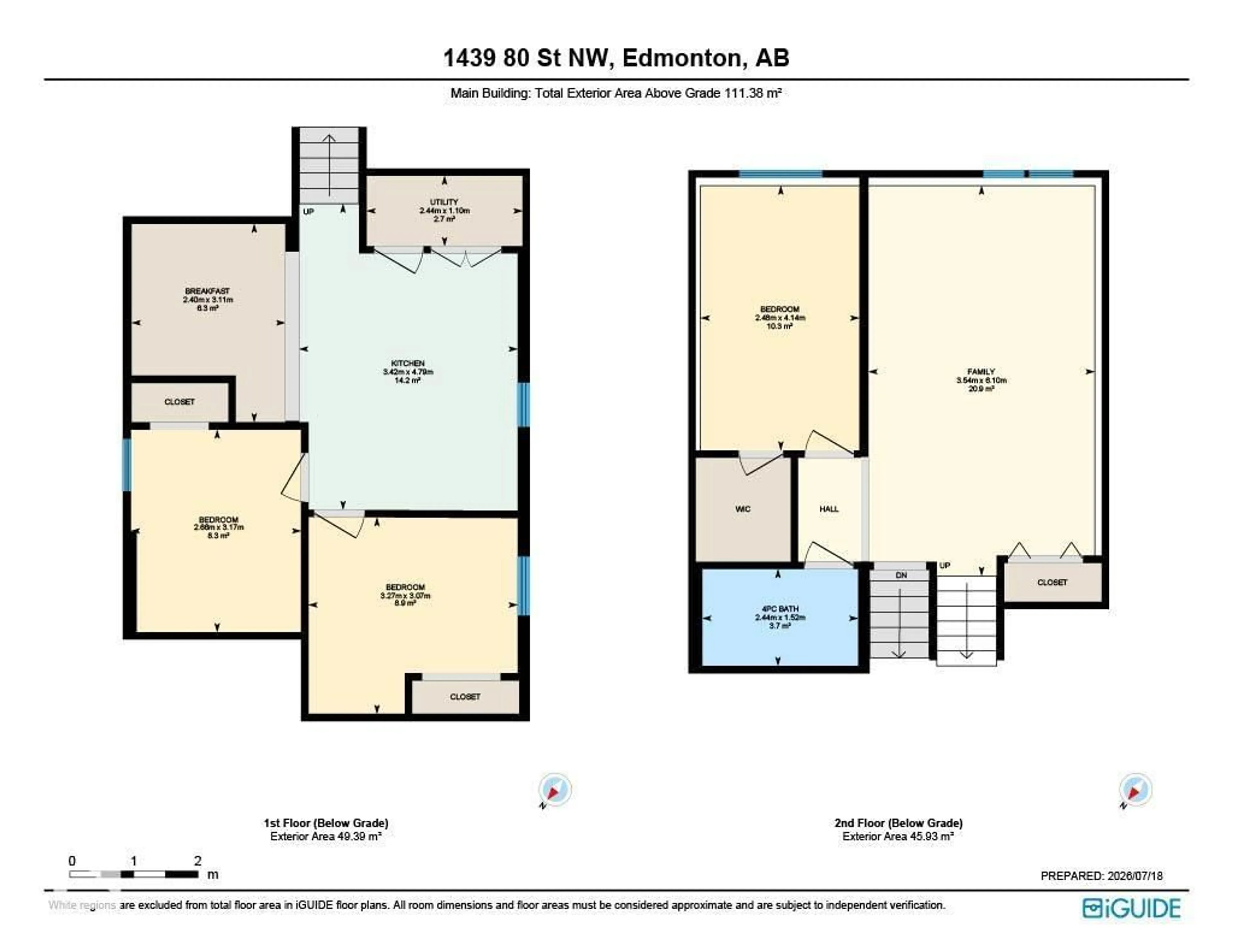 Floor plan for NW - 1439 80 ST, Edmonton Alberta T6K2R3