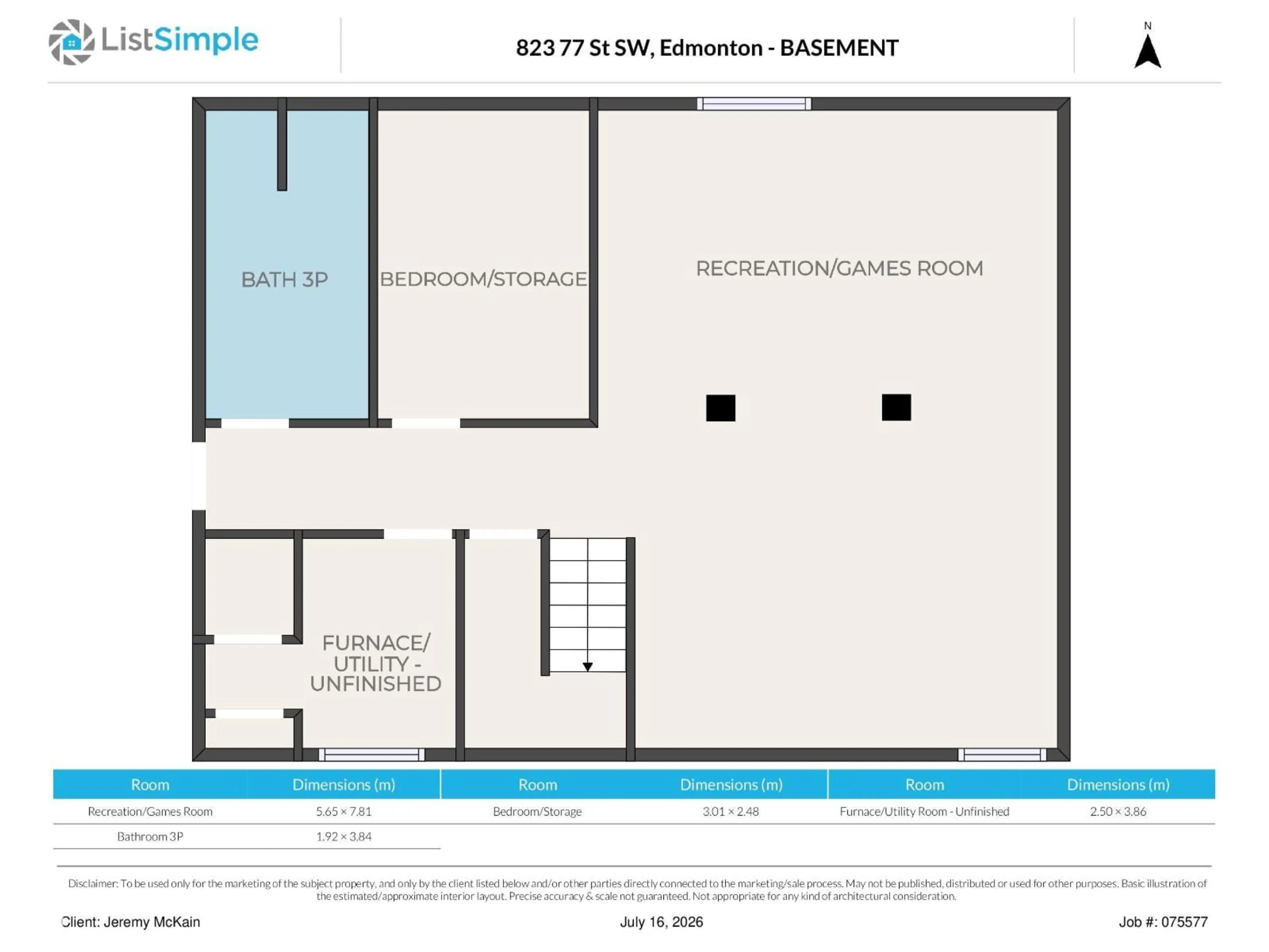 Floor plan for SW SW - 823 77 ST, Edmonton Alberta T6X0A3