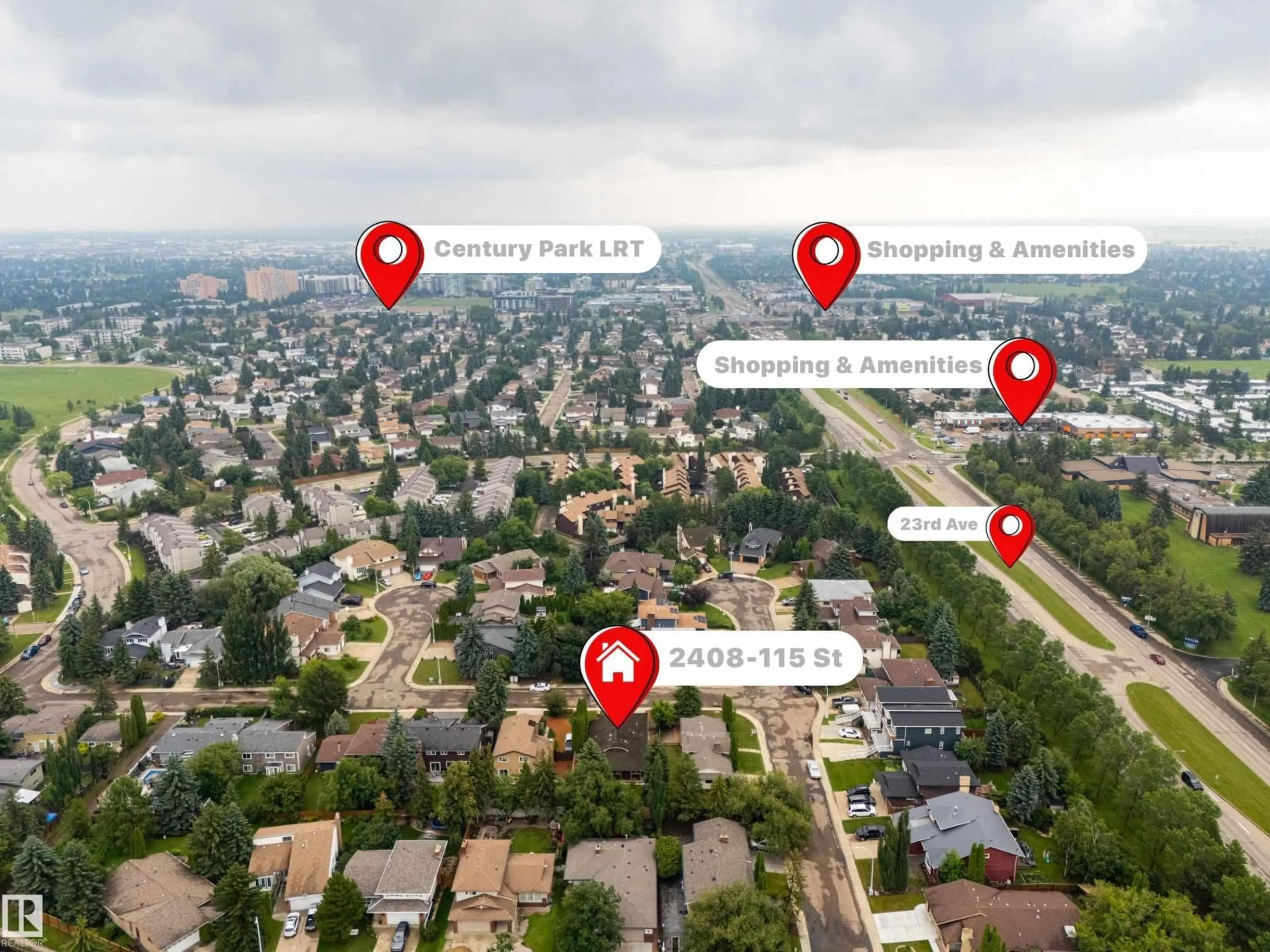 A pic from outside/outdoor area/front of a property/back of a property/a pic from drone, city buildings view from balcony for NW - 2408 115 ST, Edmonton Alberta T6J3S1