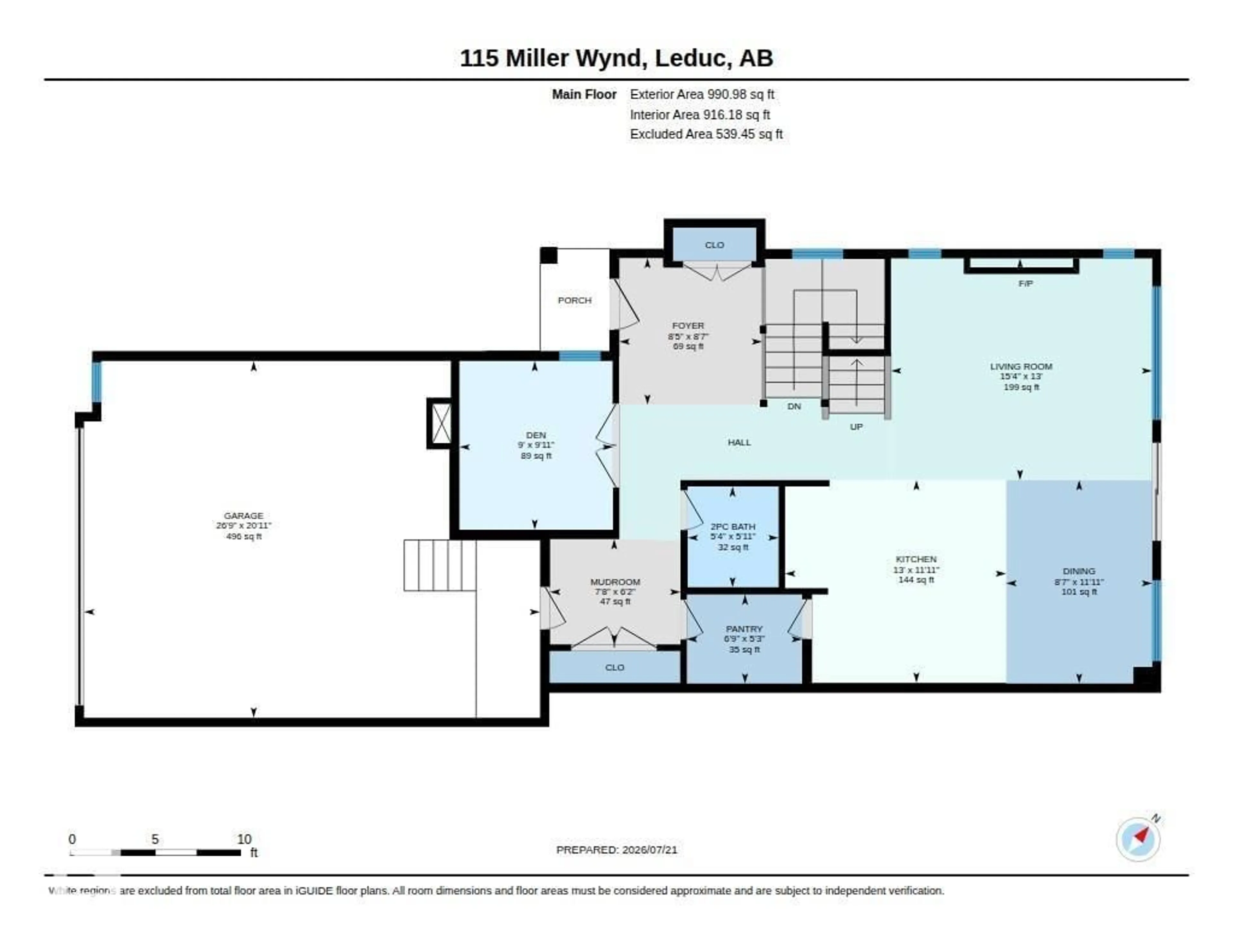 Floor plan for 115 MILLER WD, Leduc Alberta T9E1R7
