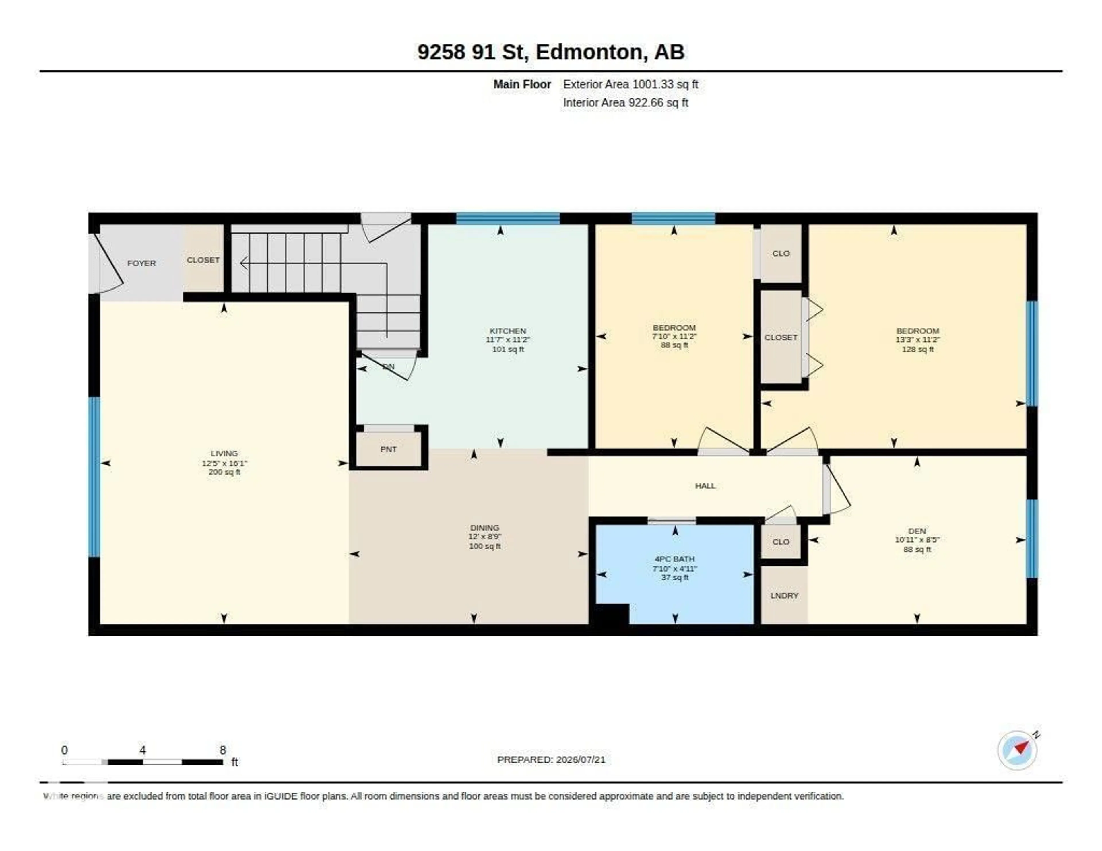 Floor plan for NW - 9258 91 ST, Edmonton Alberta T6C3N8