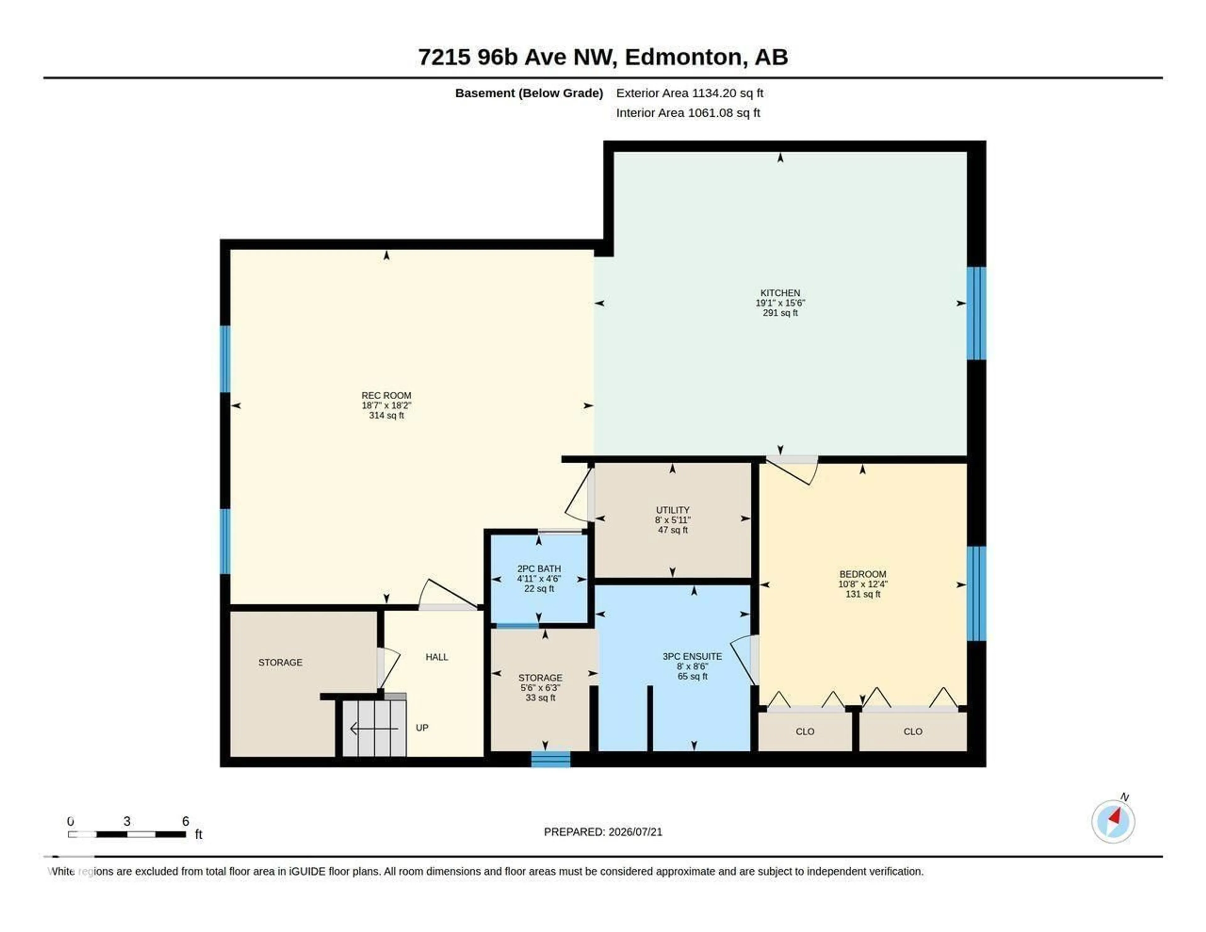 Floor plan for NW - 7215 96B AV, Edmonton Alberta T6B1B9