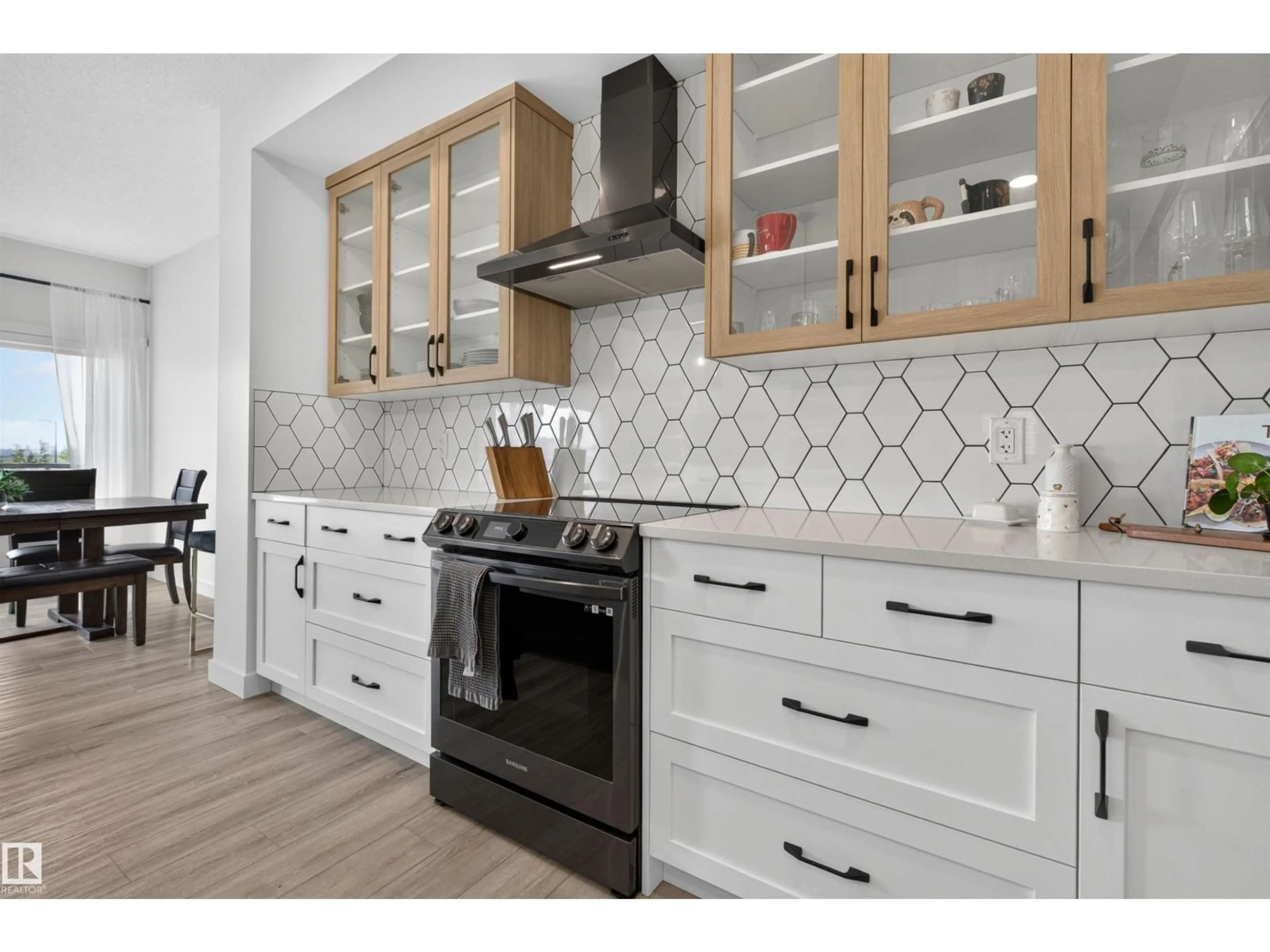 Open concept kitchen, ceramic/tile floor for 19147 22 AV NW, Edmonton Alberta T6M1R1