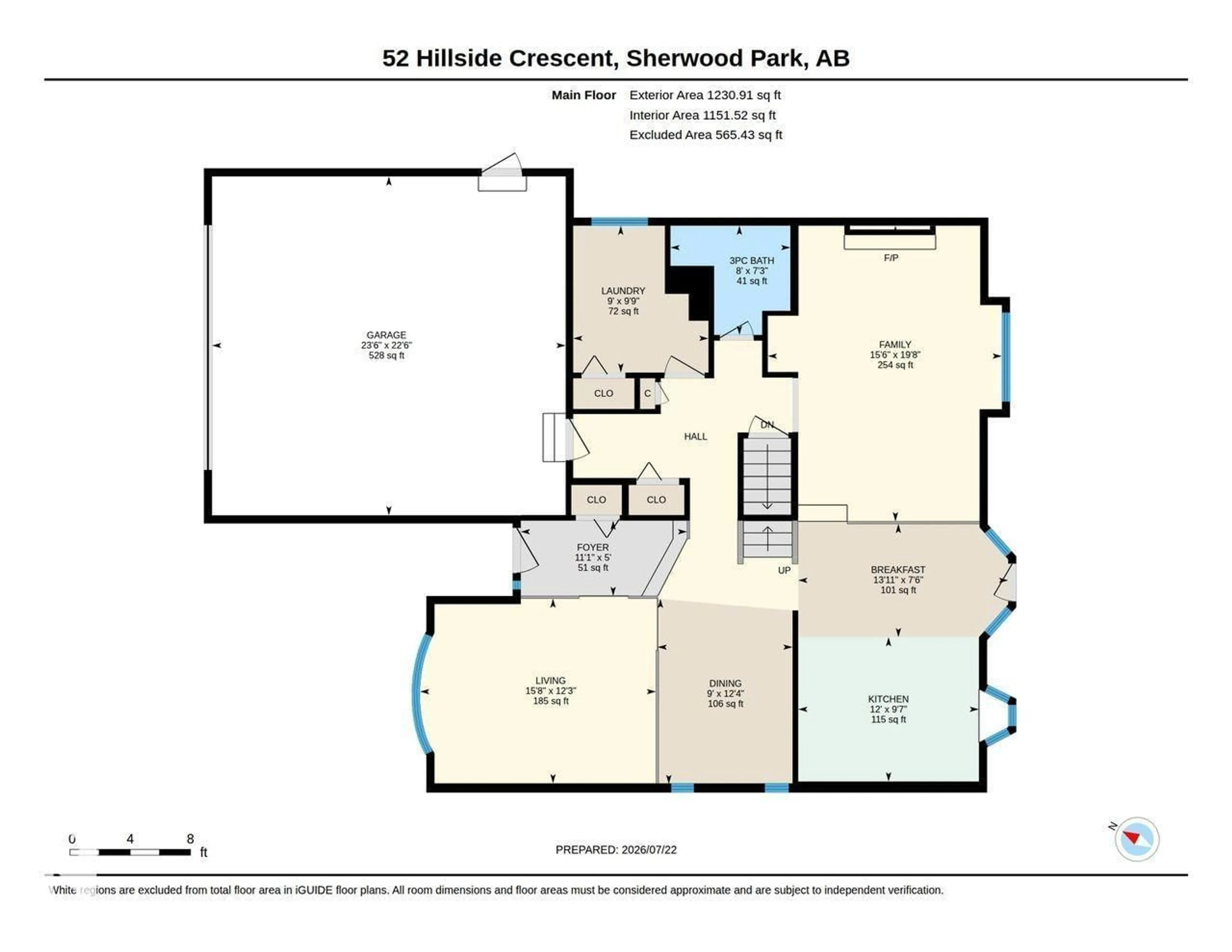 Floor plan for 52 HILLSIDE CR, Sherwood Park Alberta T8A5E1