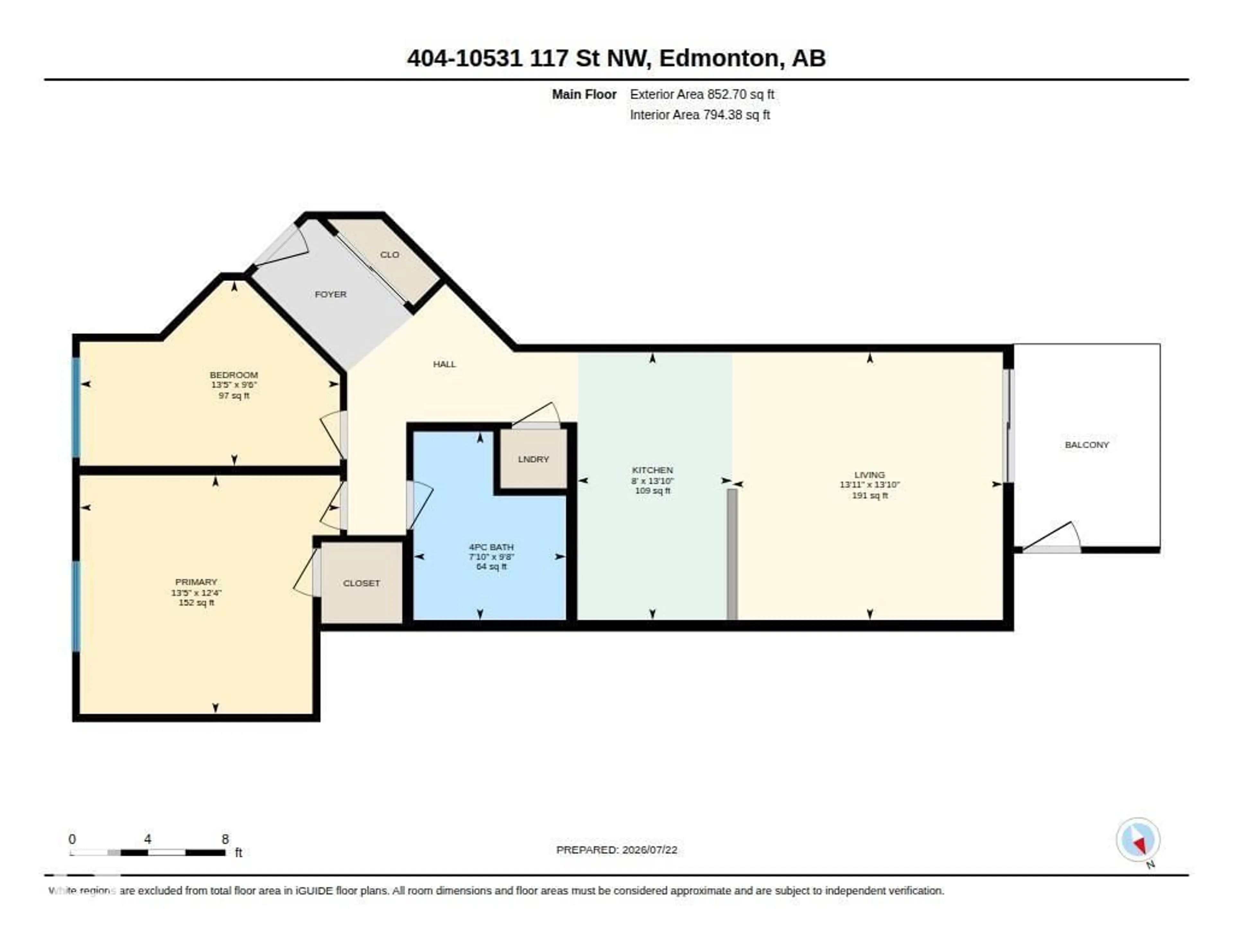 Floor plan for #404 - 10531 117 ST, Edmonton Alberta T5H0A8