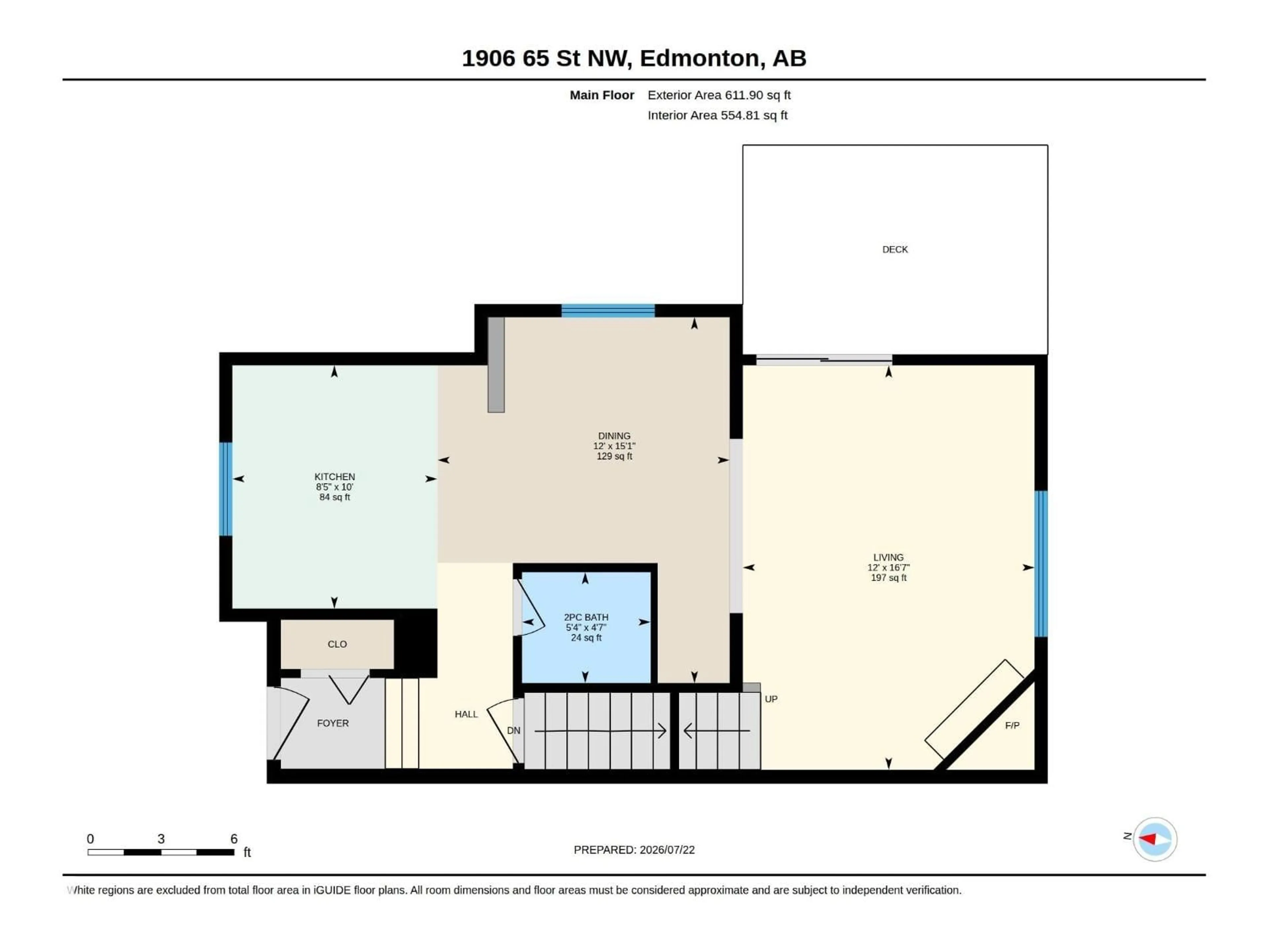 Floor plan for NW - 1906 65 ST, Edmonton Alberta T6L7A2