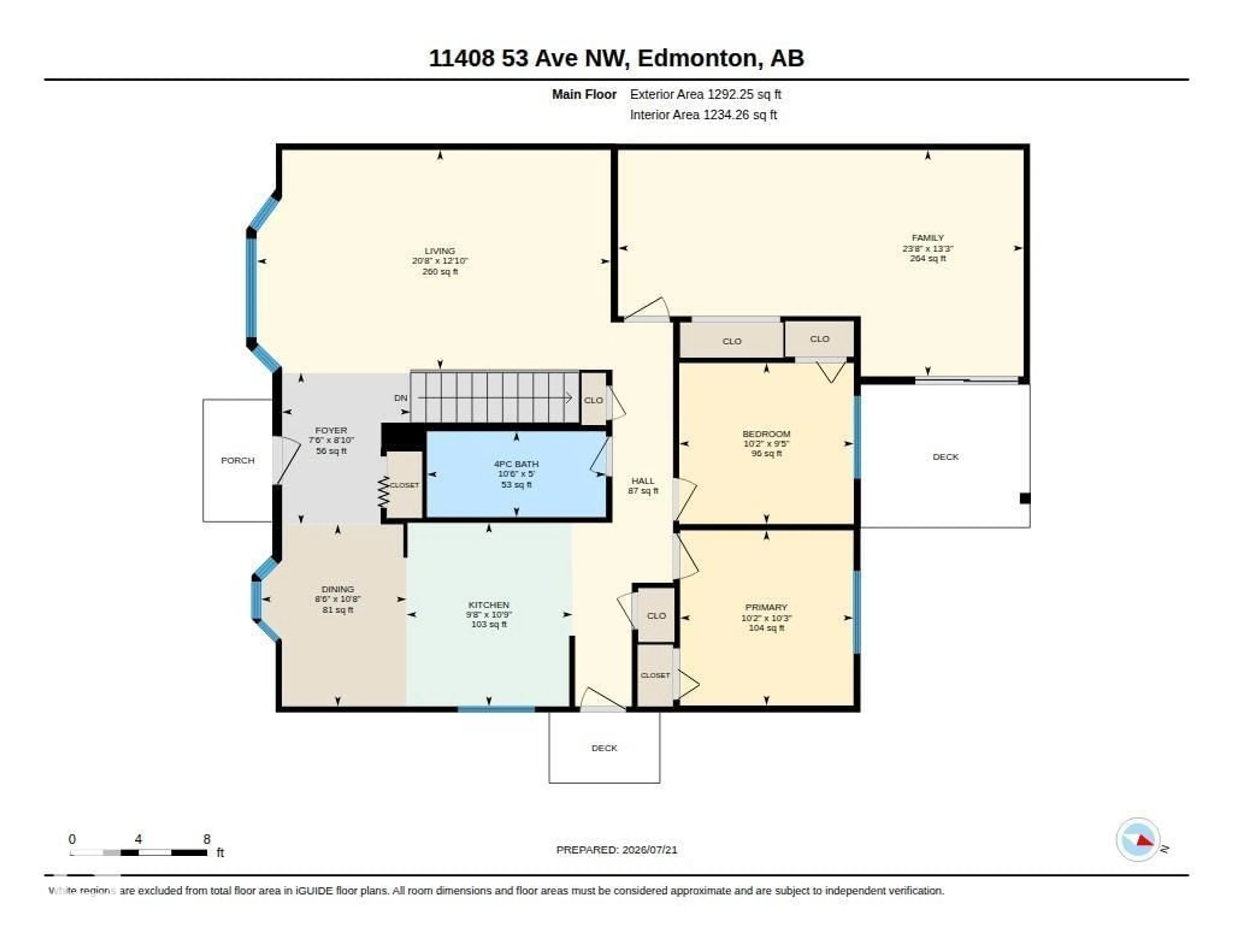 Floor plan for 11408 53 AV, Edmonton Alberta T6H0S8