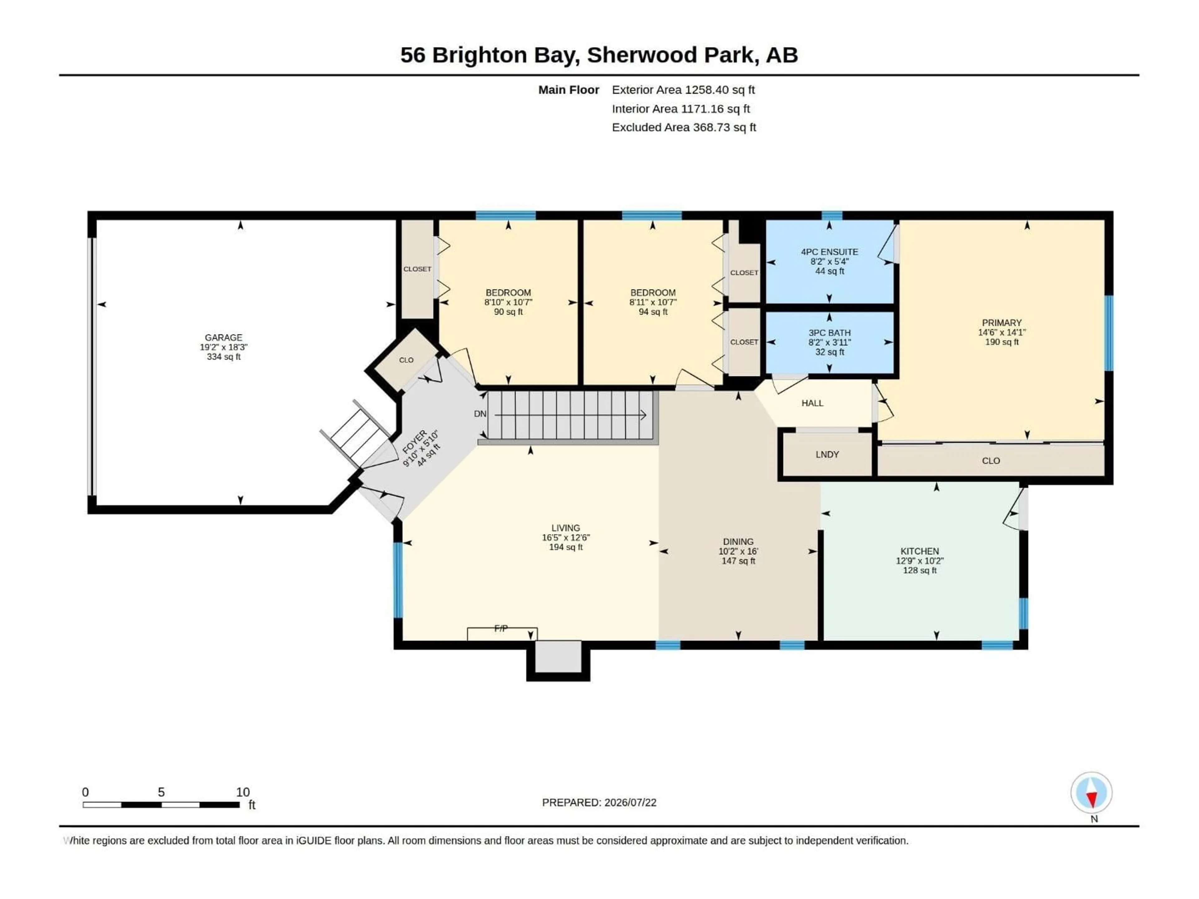 Floor plan for 56 BRIGHTON BA, Sherwood Park Alberta T8H2C3