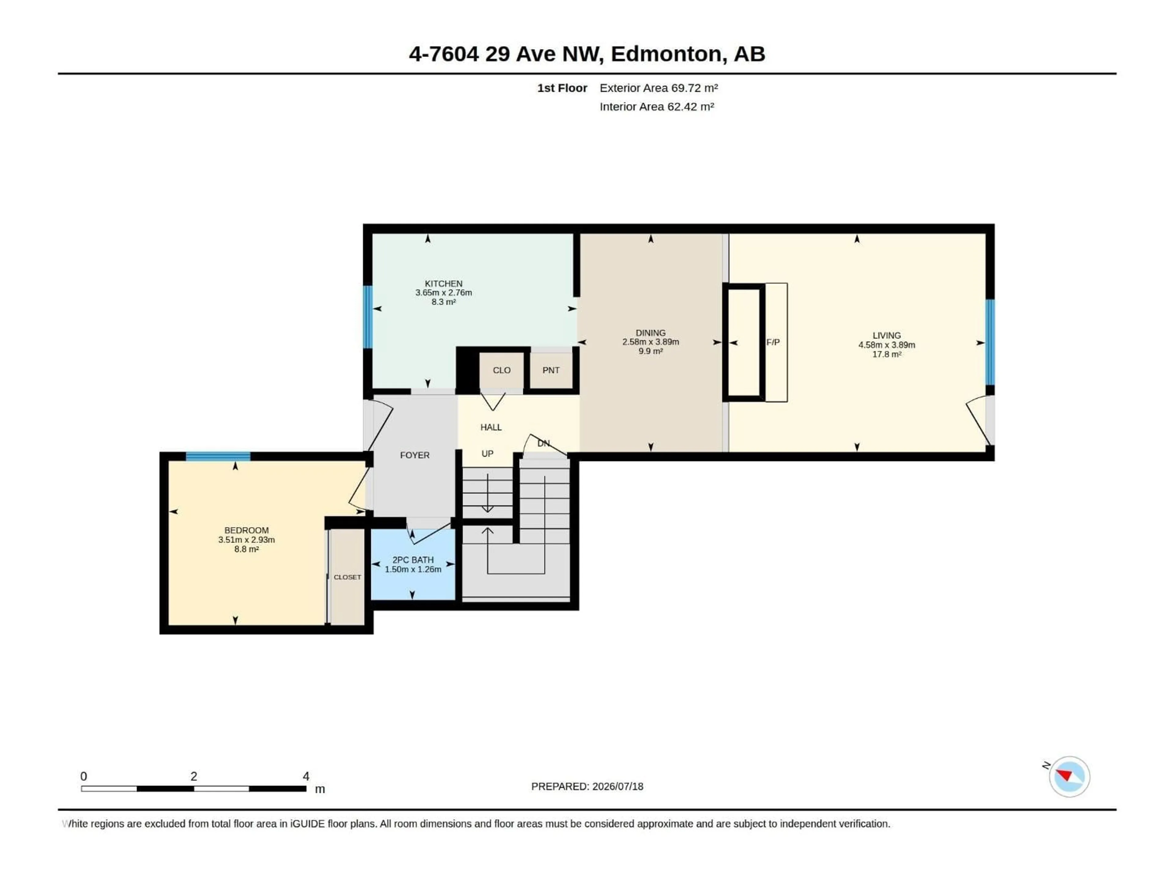 Floor plan for #4 - 7604 29 AV, Edmonton Alberta T6K3Z2
