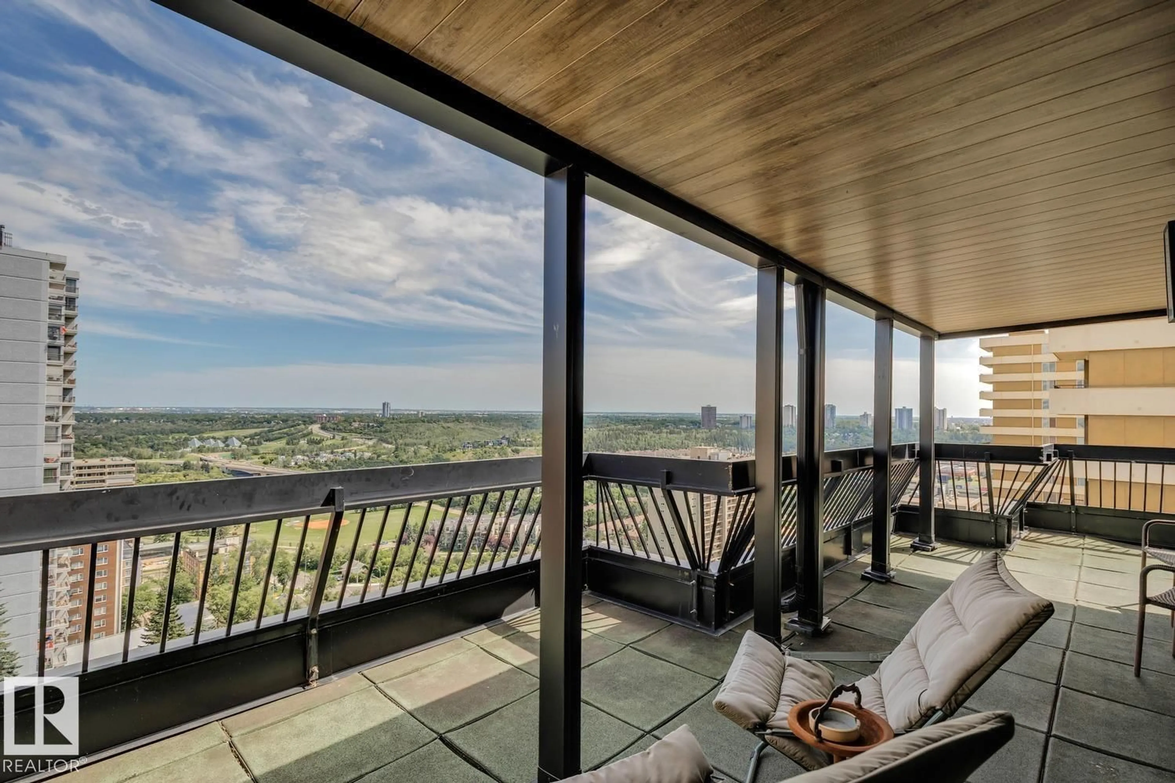 Balcony in the apartment, water/lake/river/ocean view for 9921 - 1501 104 ST NW, Edmonton Alberta T5K2K3