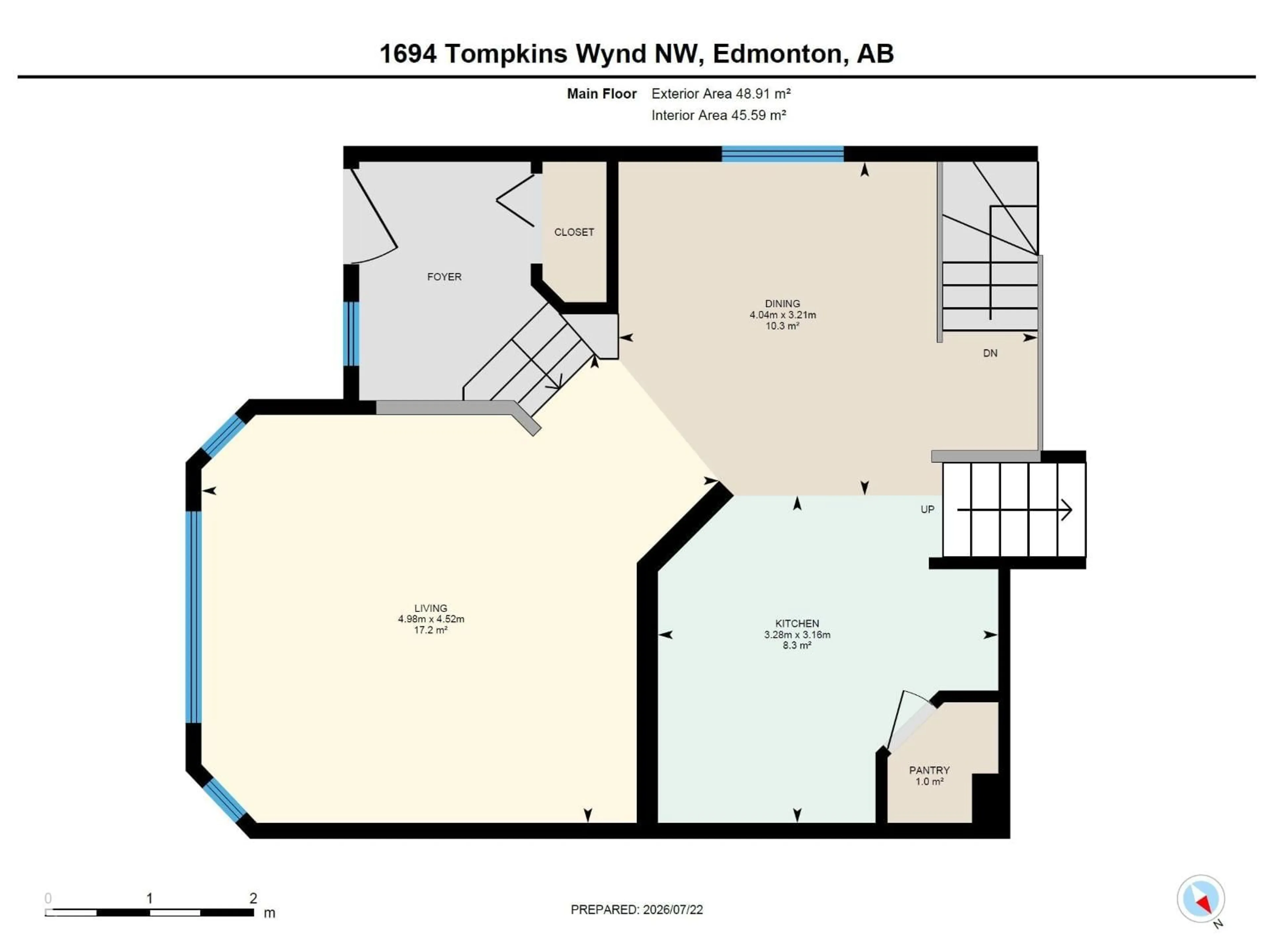 Floor plan for NW - 1694 TOMPKINS WD, Edmonton Alberta T6R2Y4