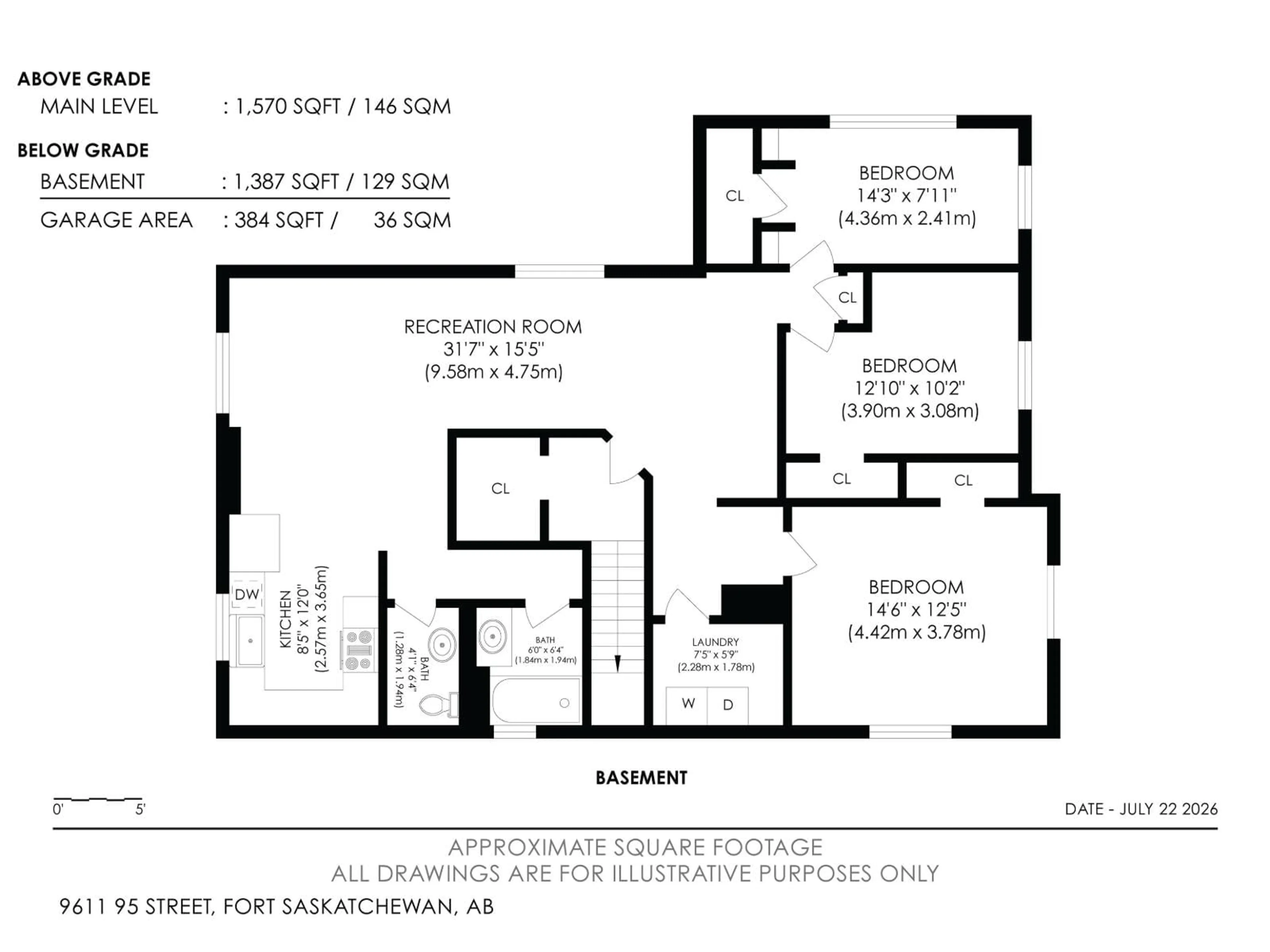 Floor plan for 9611 95 ST, Fort Saskatchewan Alberta T8L1R9