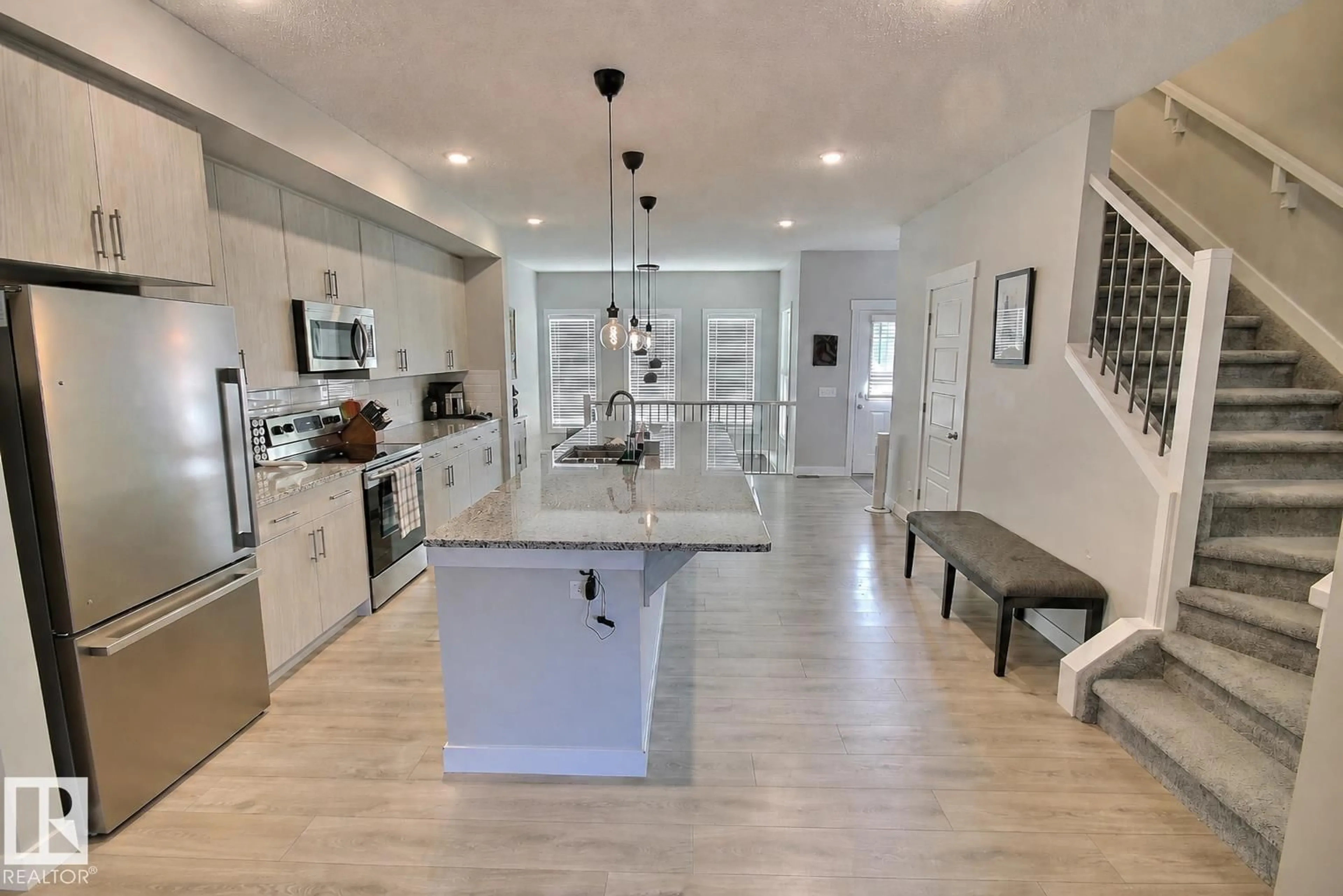 Open concept kitchen, ceramic/tile floor for 17455 77 ST, Edmonton Alberta T5Z0R4
