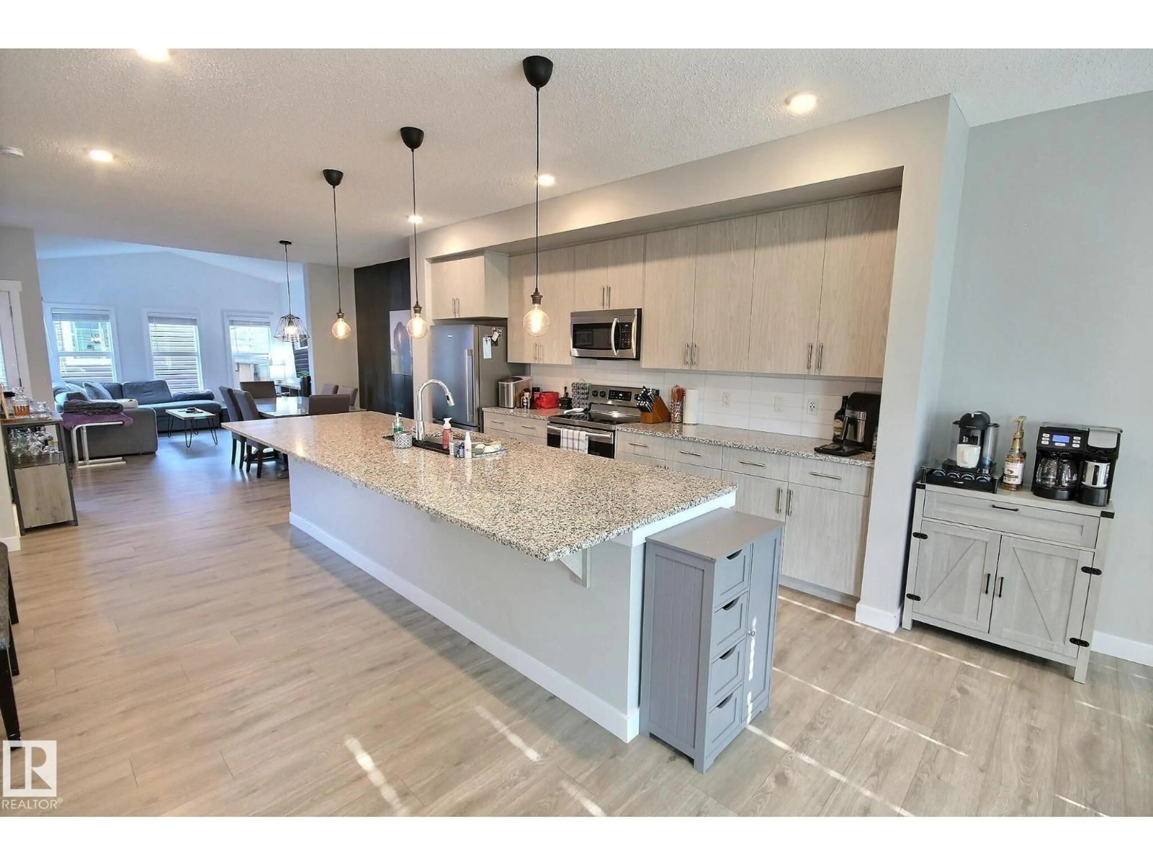 Open concept kitchen, ceramic/tile floor for 17455 77 ST, Edmonton Alberta T5Z0R4