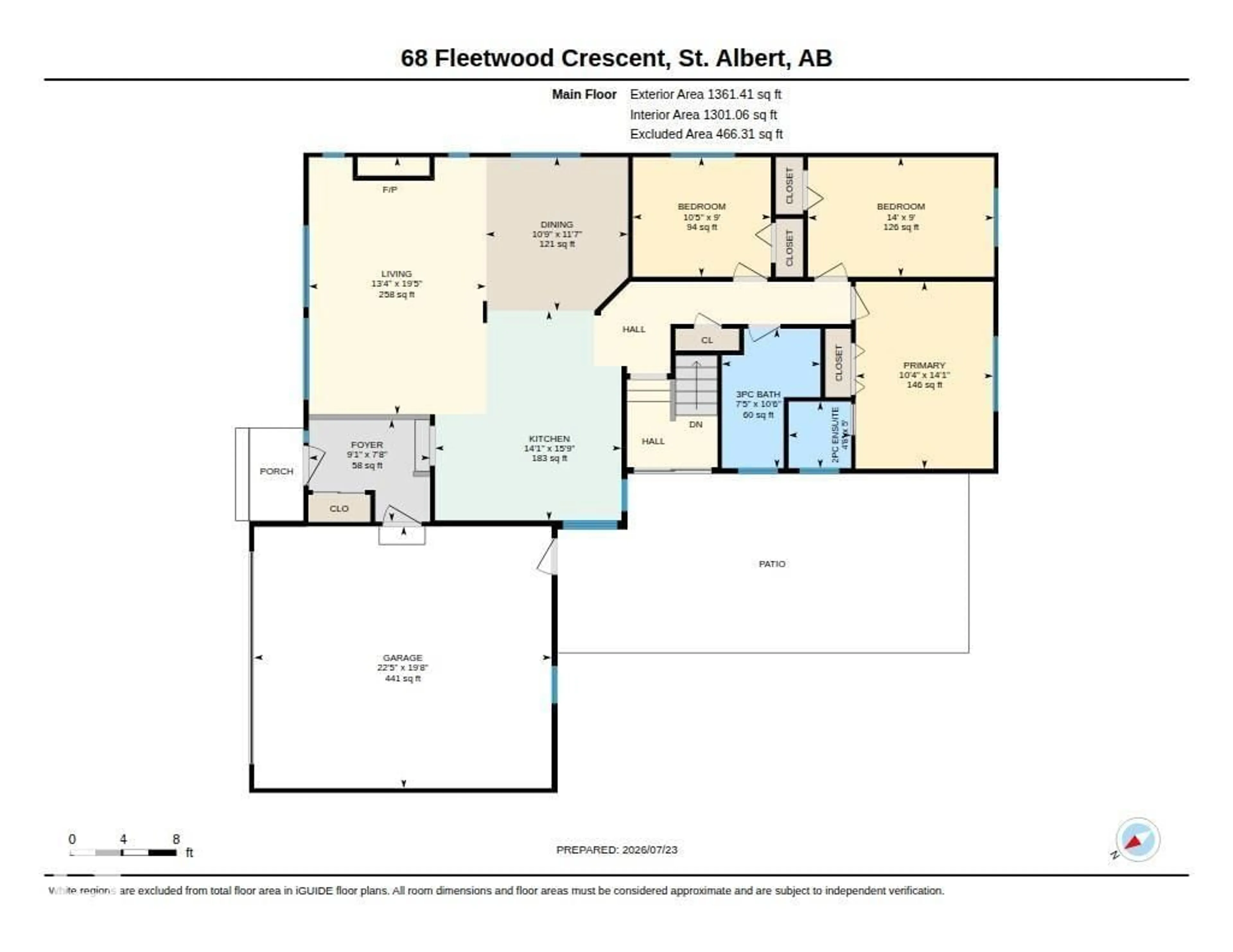 Floor plan for 68 FLEETWOOD CR, St. Albert Alberta T8N1R5