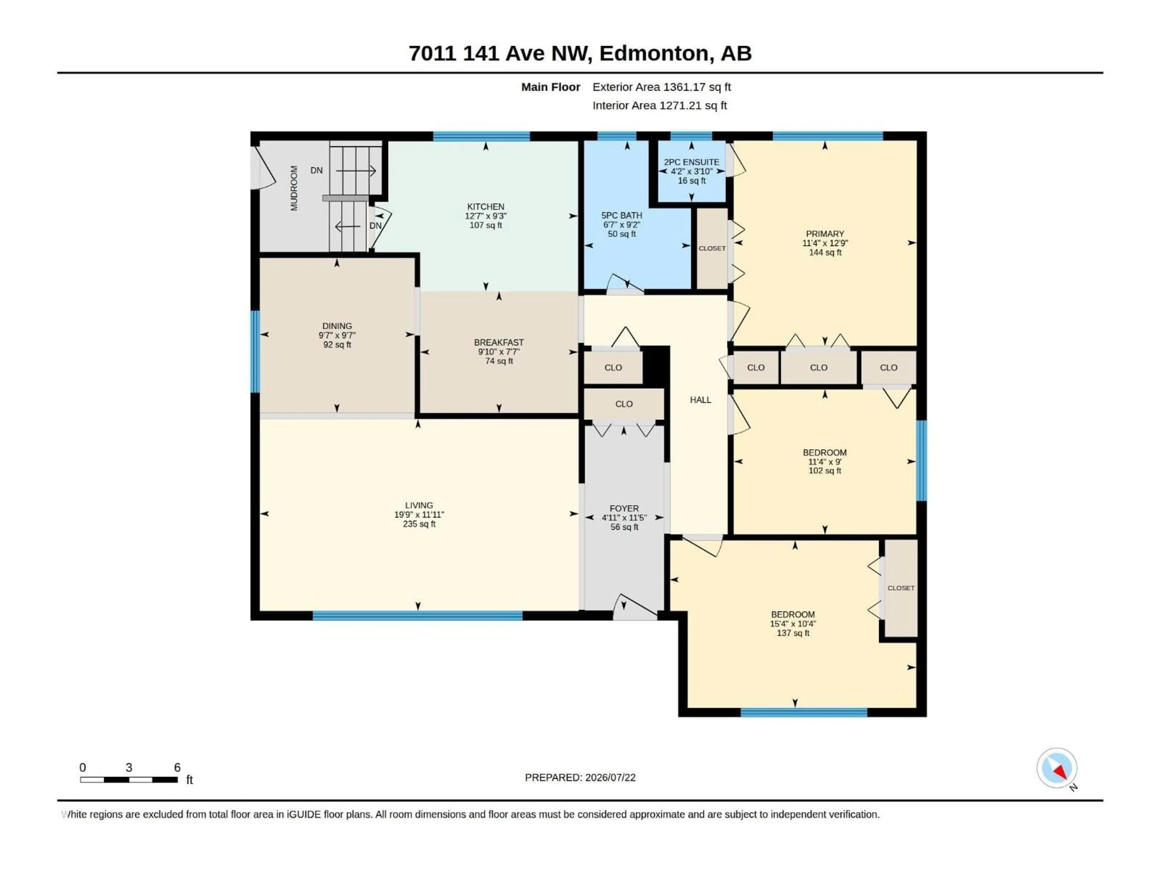 Floor plan for 7011 141 AVENUE AVENUE, Edmonton Alberta T5C2M9