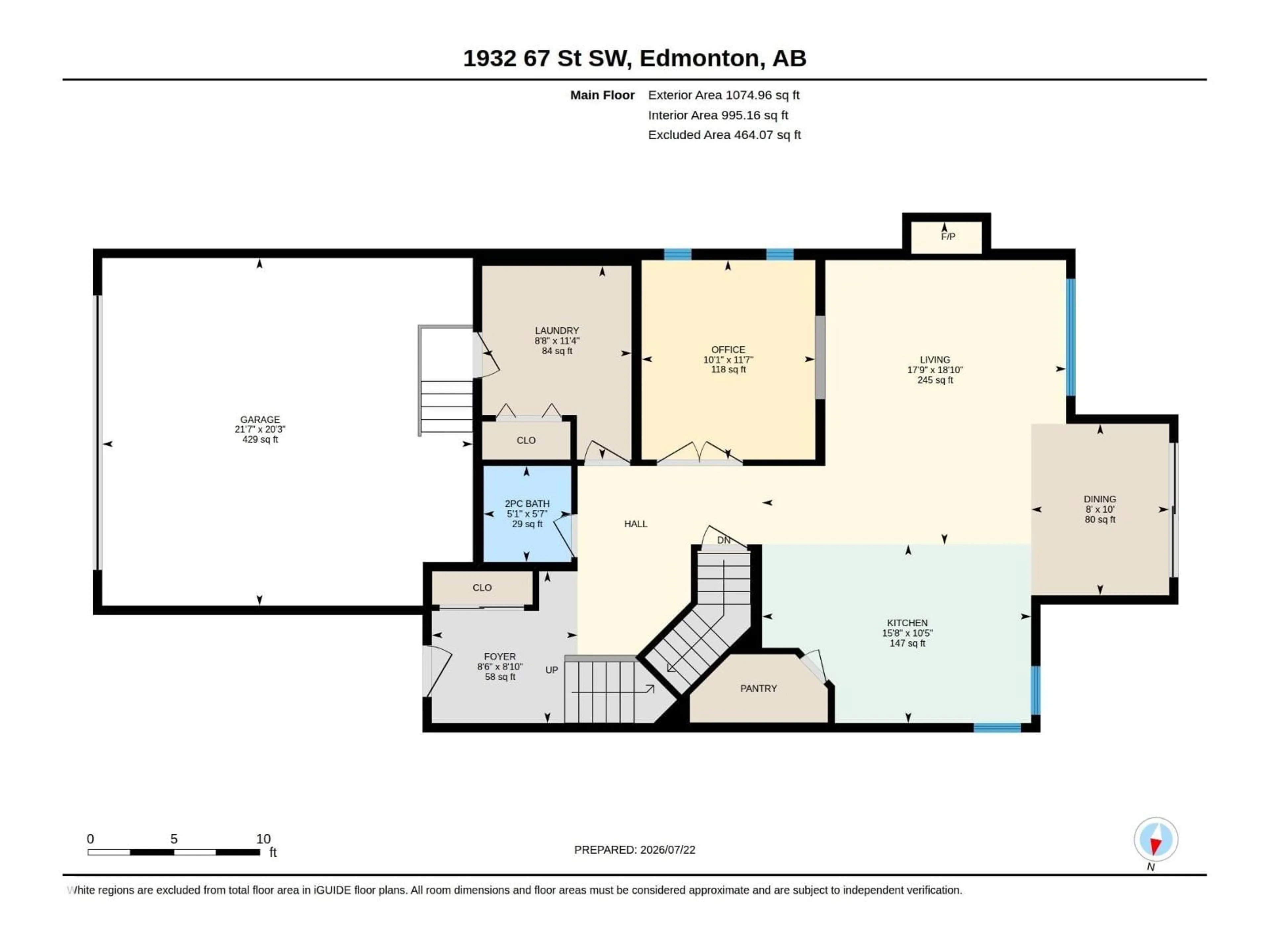 Floor plan for SW - 1932 67 ST, Edmonton Alberta T6X0L9