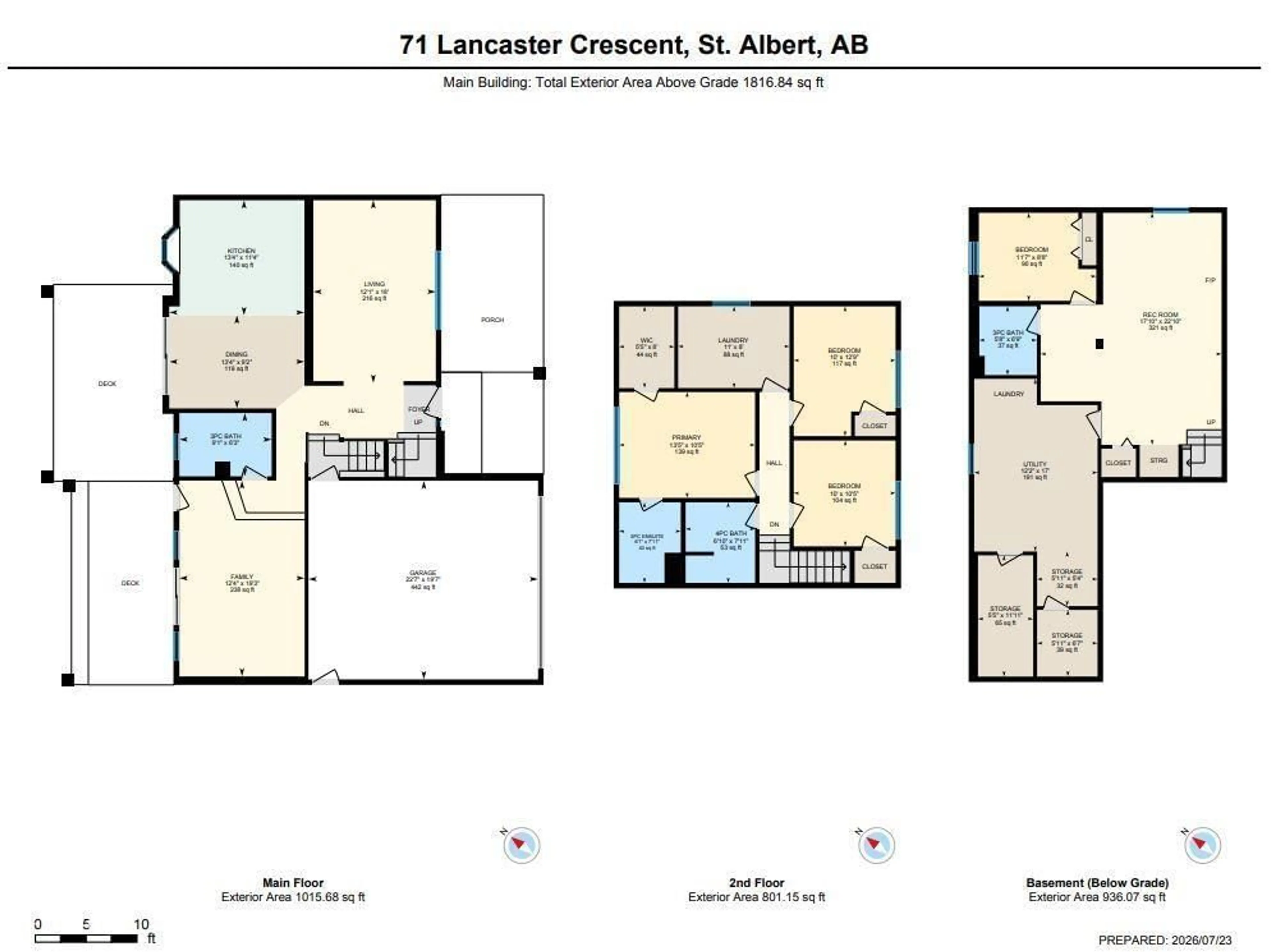 Floor plan for 71 LANCASTER CR, St. Albert Alberta T8N2N9