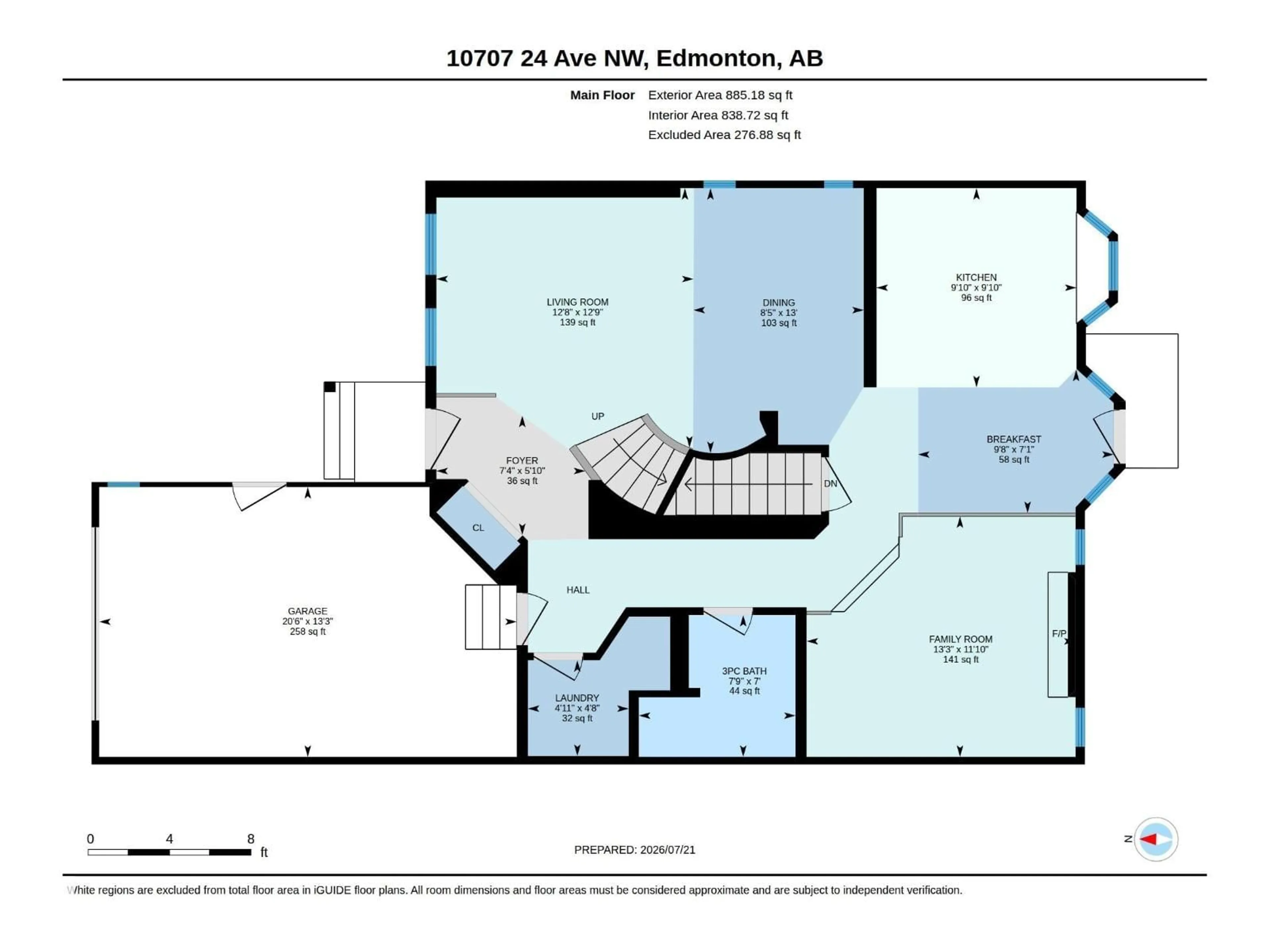 Floor plan for NW - 10707 24 AV, Edmonton Alberta T6J5P9