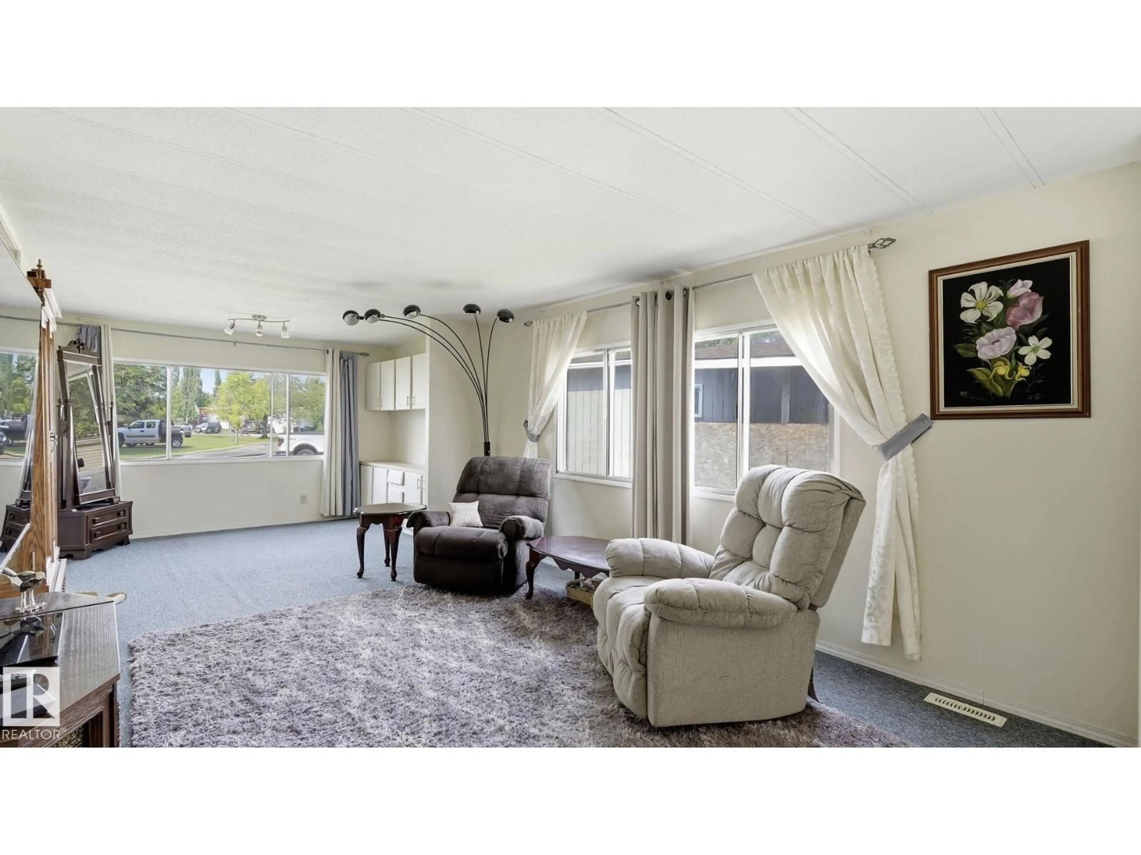 Living room with furniture, carpet floor for NW - 17 PARK RIDGE CR, Edmonton Alberta T6P1E9