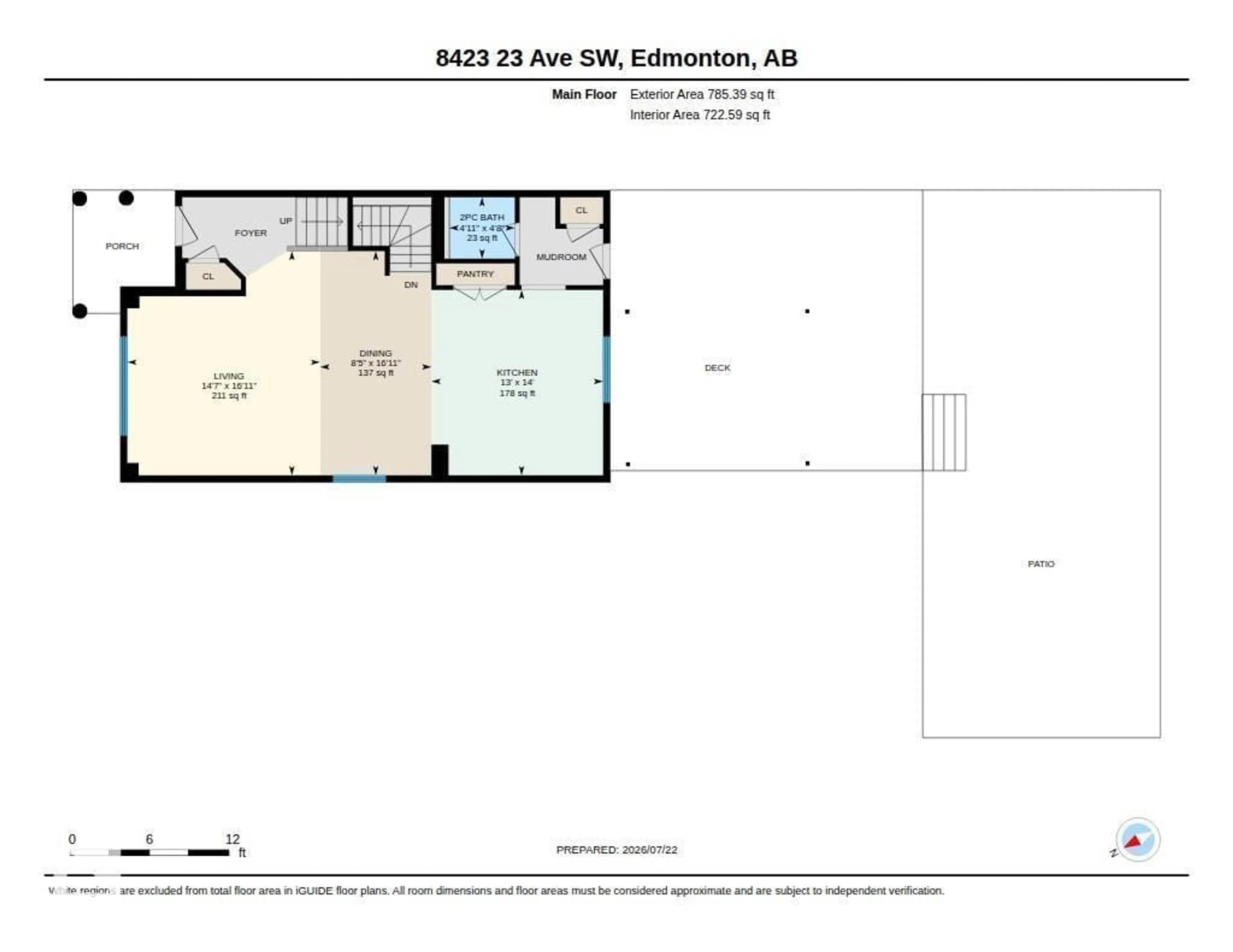 Floor plan for SW SW - 8423 23 AV, Edmonton Alberta T6X2G1