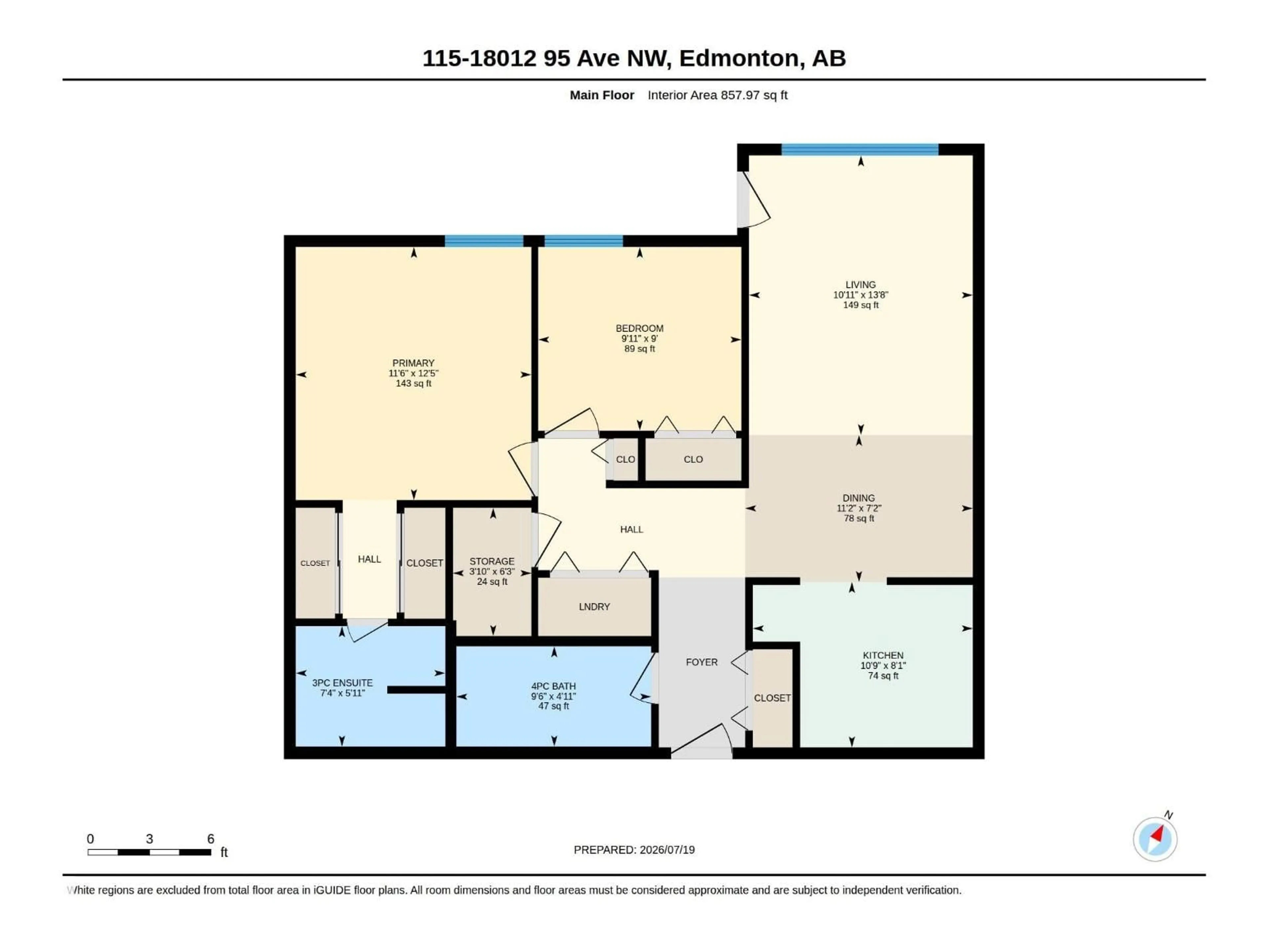 Floor plan for 115 18012 95 AV NW, Edmonton Alberta T5T5Z2