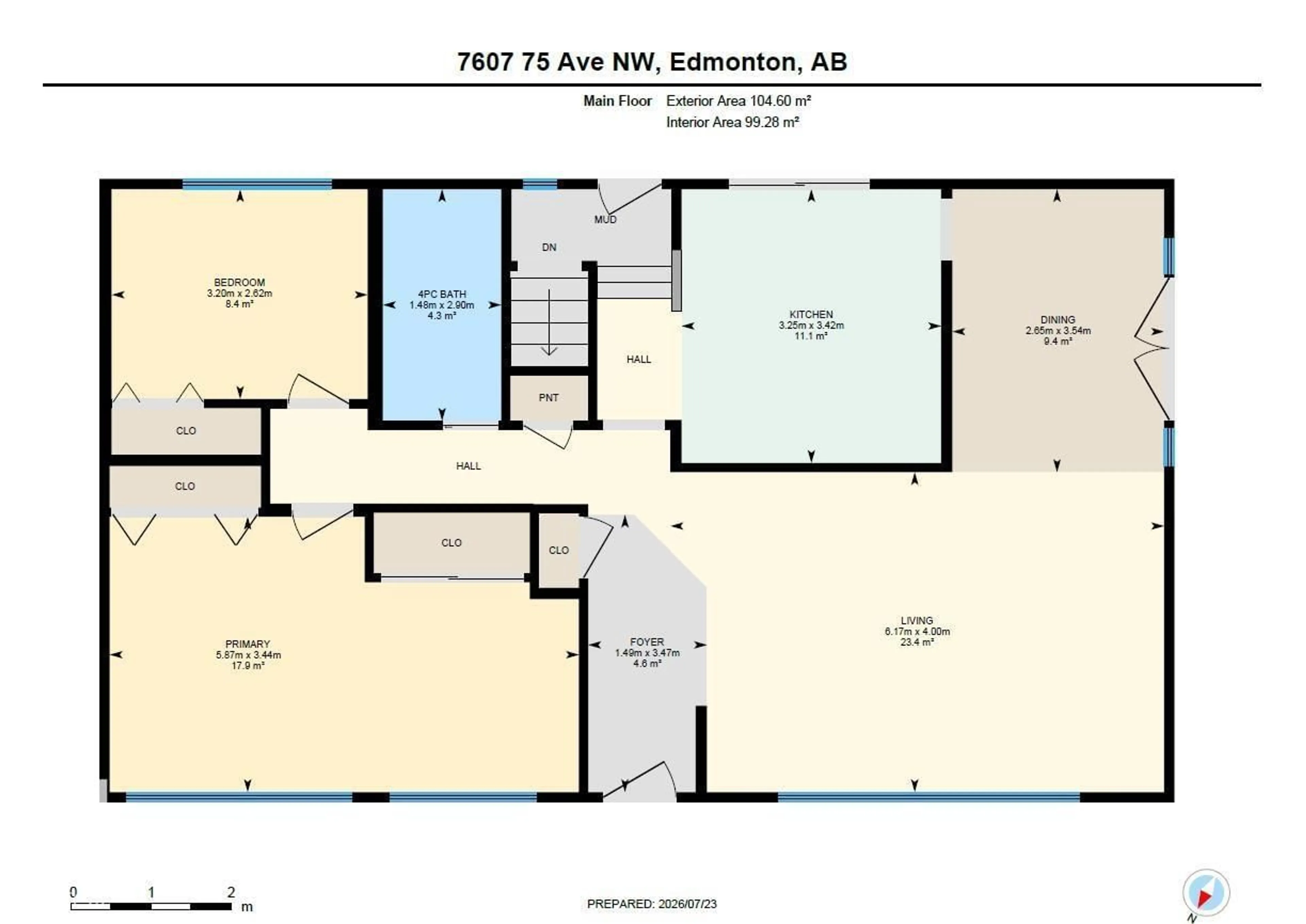 Floor plan for 7607 75 AV, Edmonton Alberta T6C0G2
