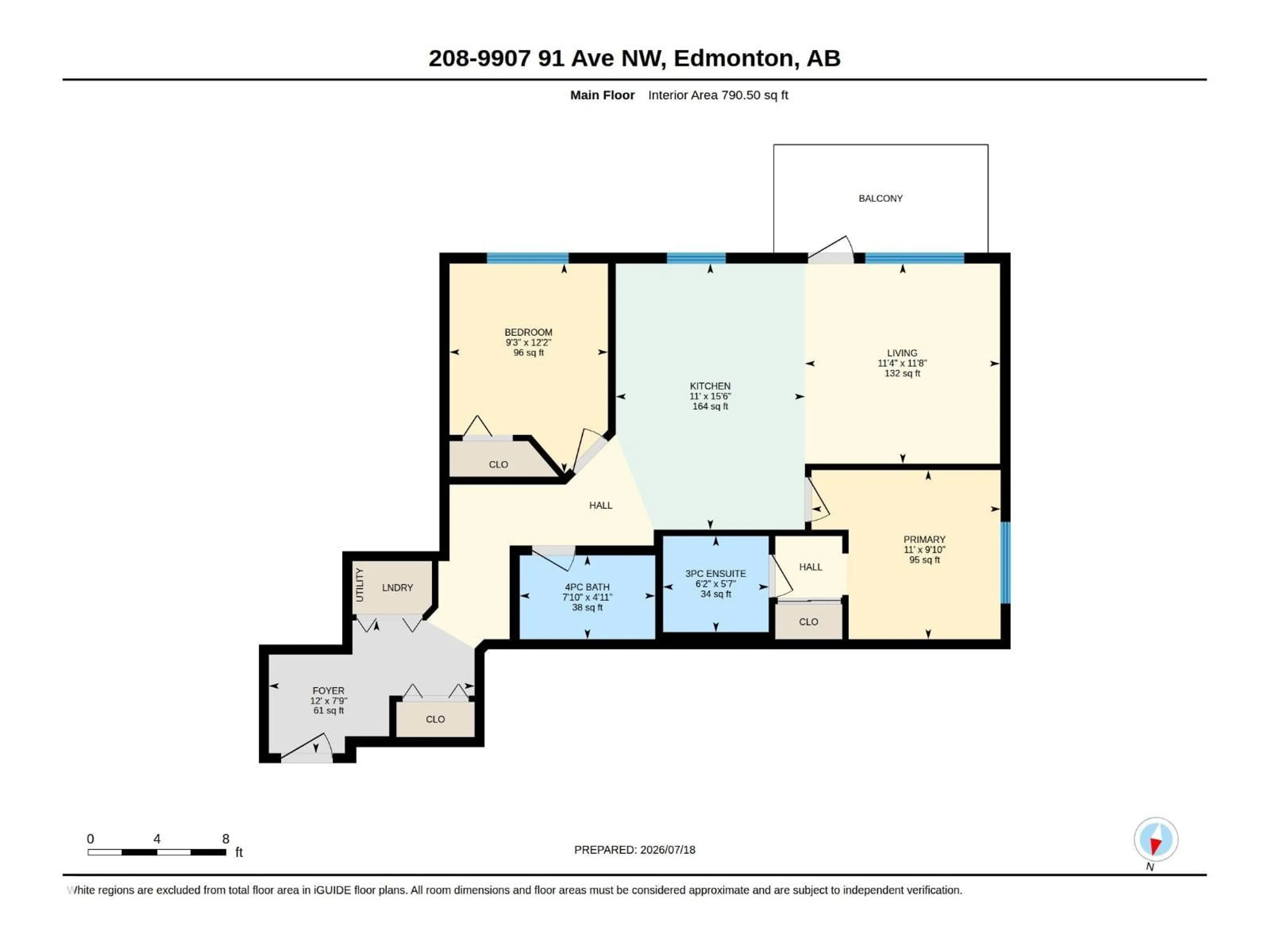 Floor plan for #208 - 9907 91 AV, Edmonton Alberta T6E2T7